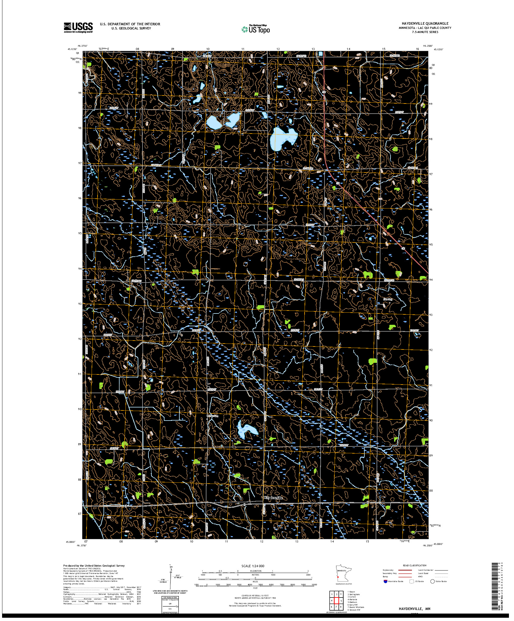 US TOPO 7.5-MINUTE MAP FOR HAYDENVILLE, MN