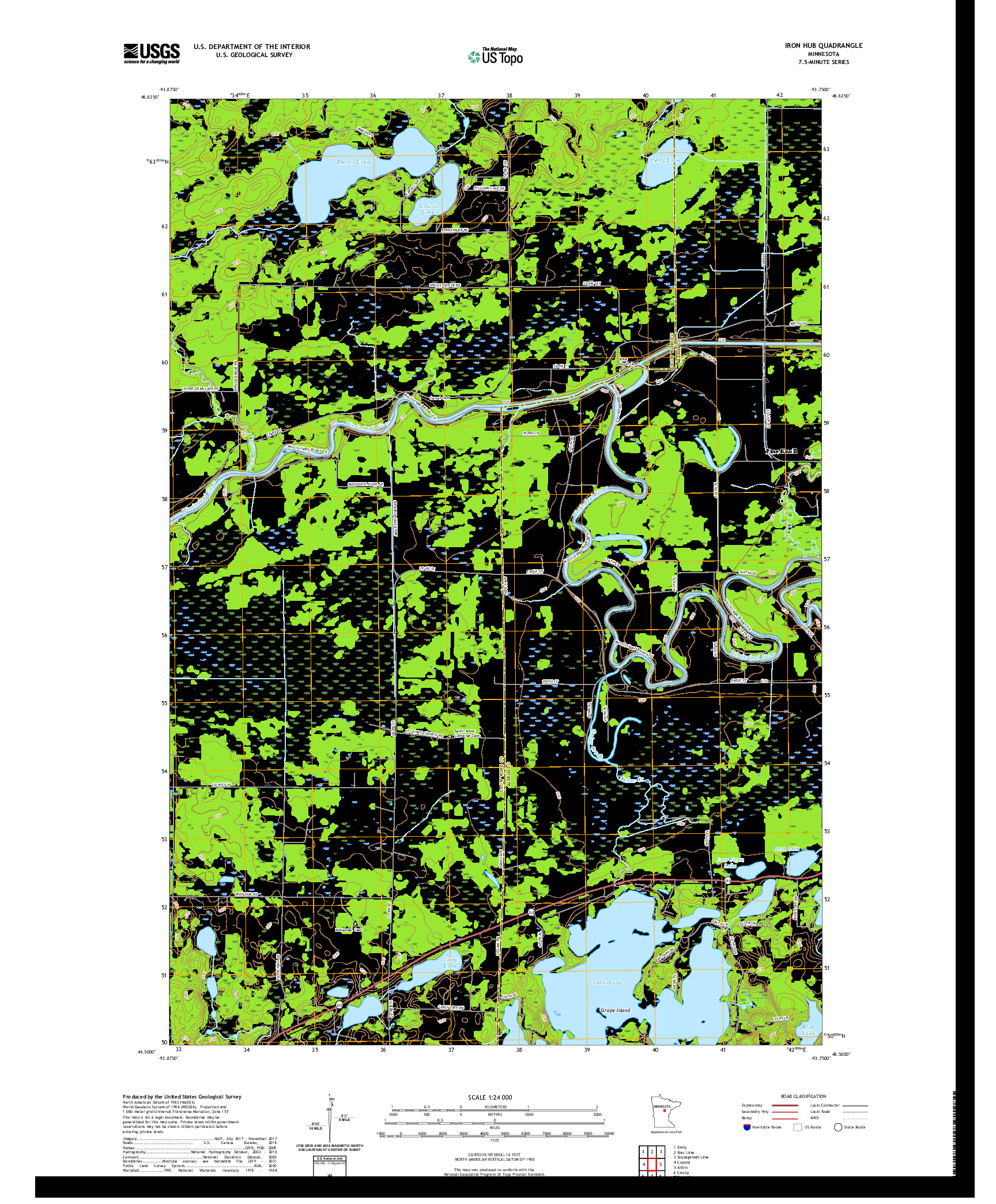 US TOPO 7.5-MINUTE MAP FOR IRON HUB, MN