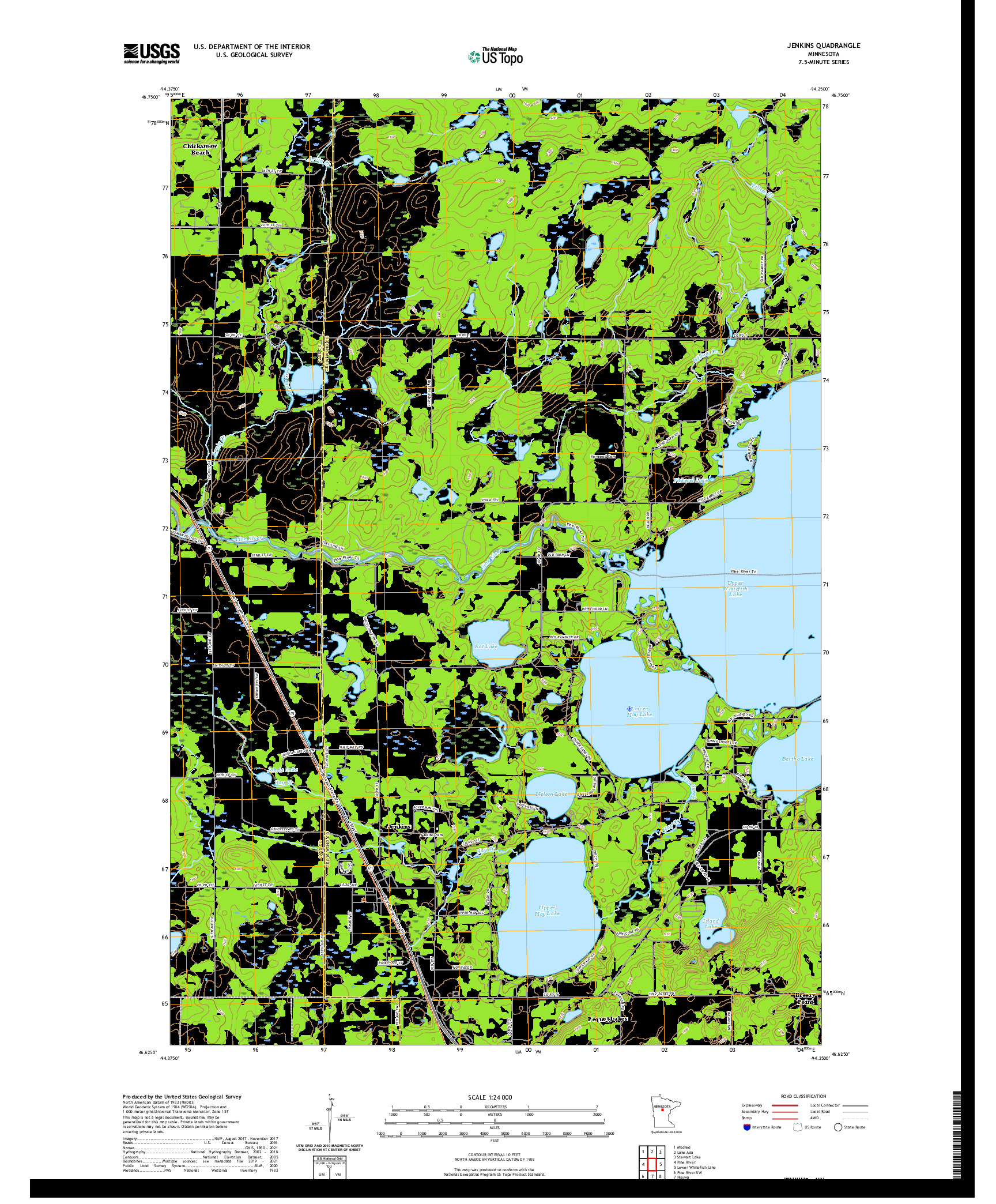 US TOPO 7.5-MINUTE MAP FOR JENKINS, MN