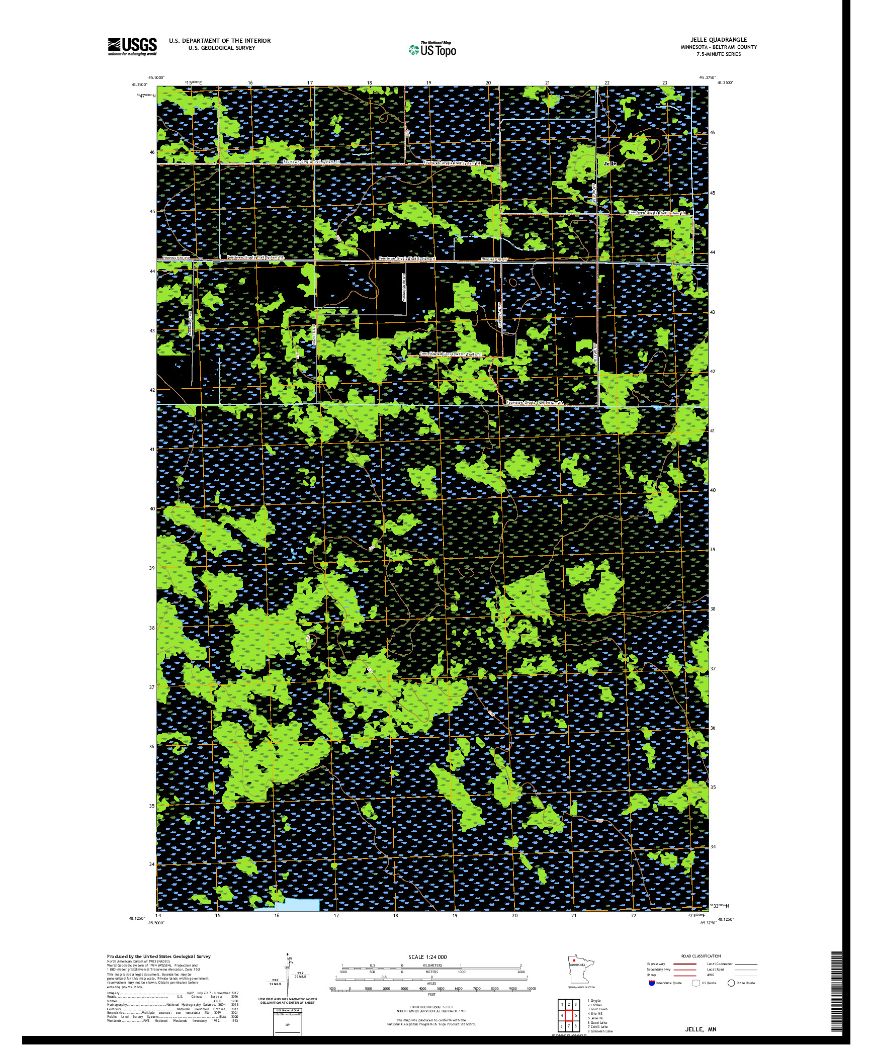 US TOPO 7.5-MINUTE MAP FOR JELLE, MN