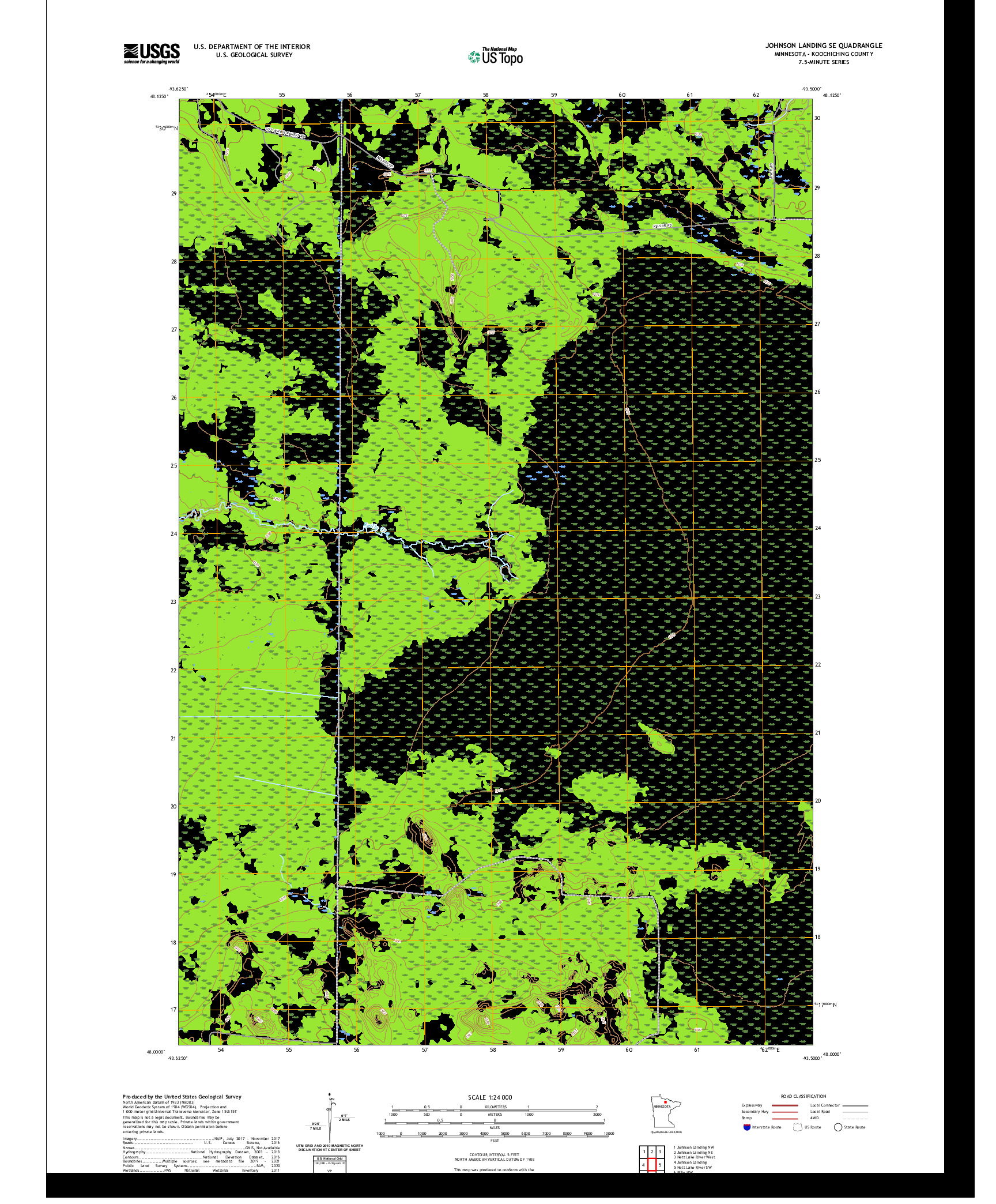 US TOPO 7.5-MINUTE MAP FOR JOHNSON LANDING SE, MN