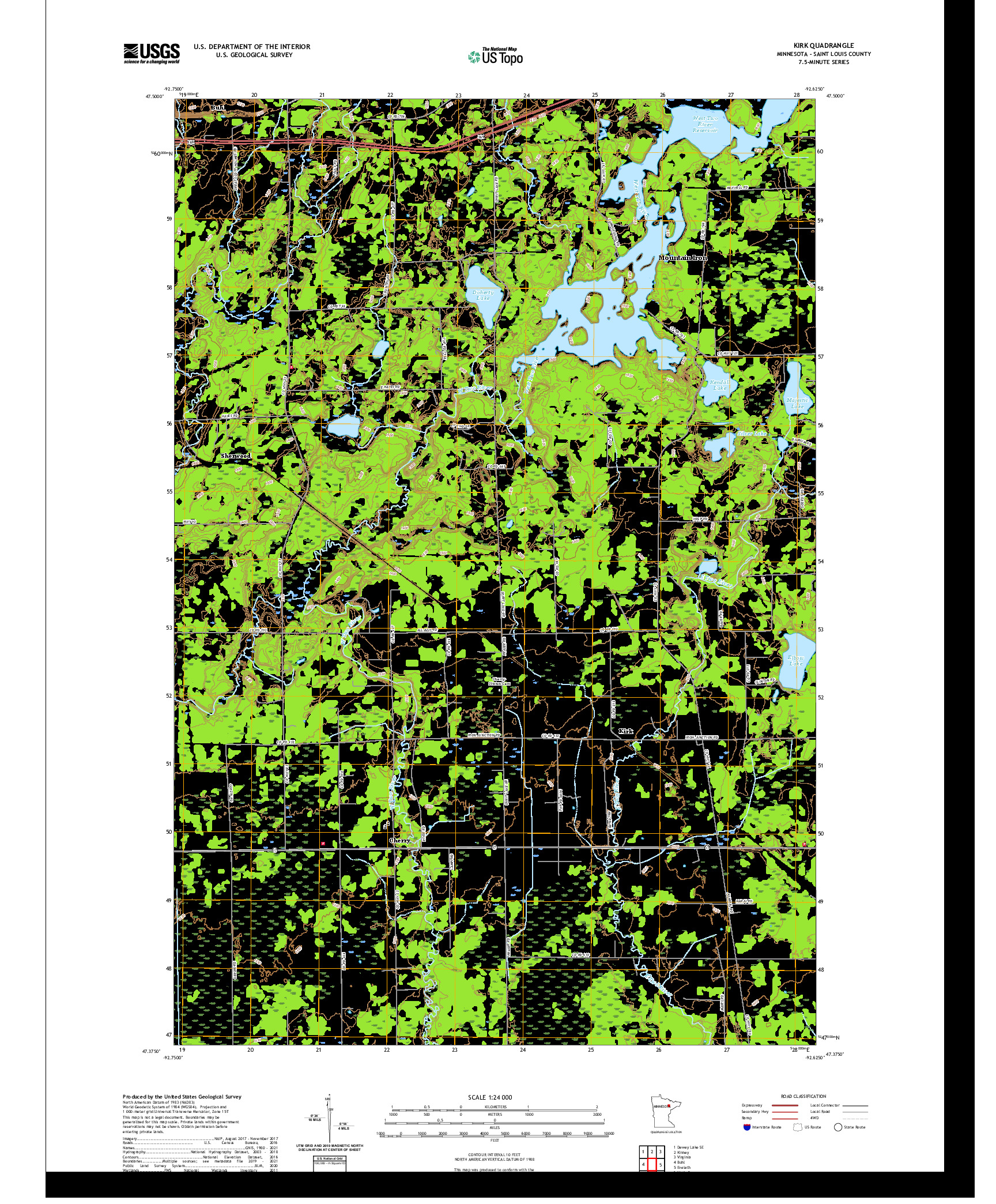 US TOPO 7.5-MINUTE MAP FOR KIRK, MN