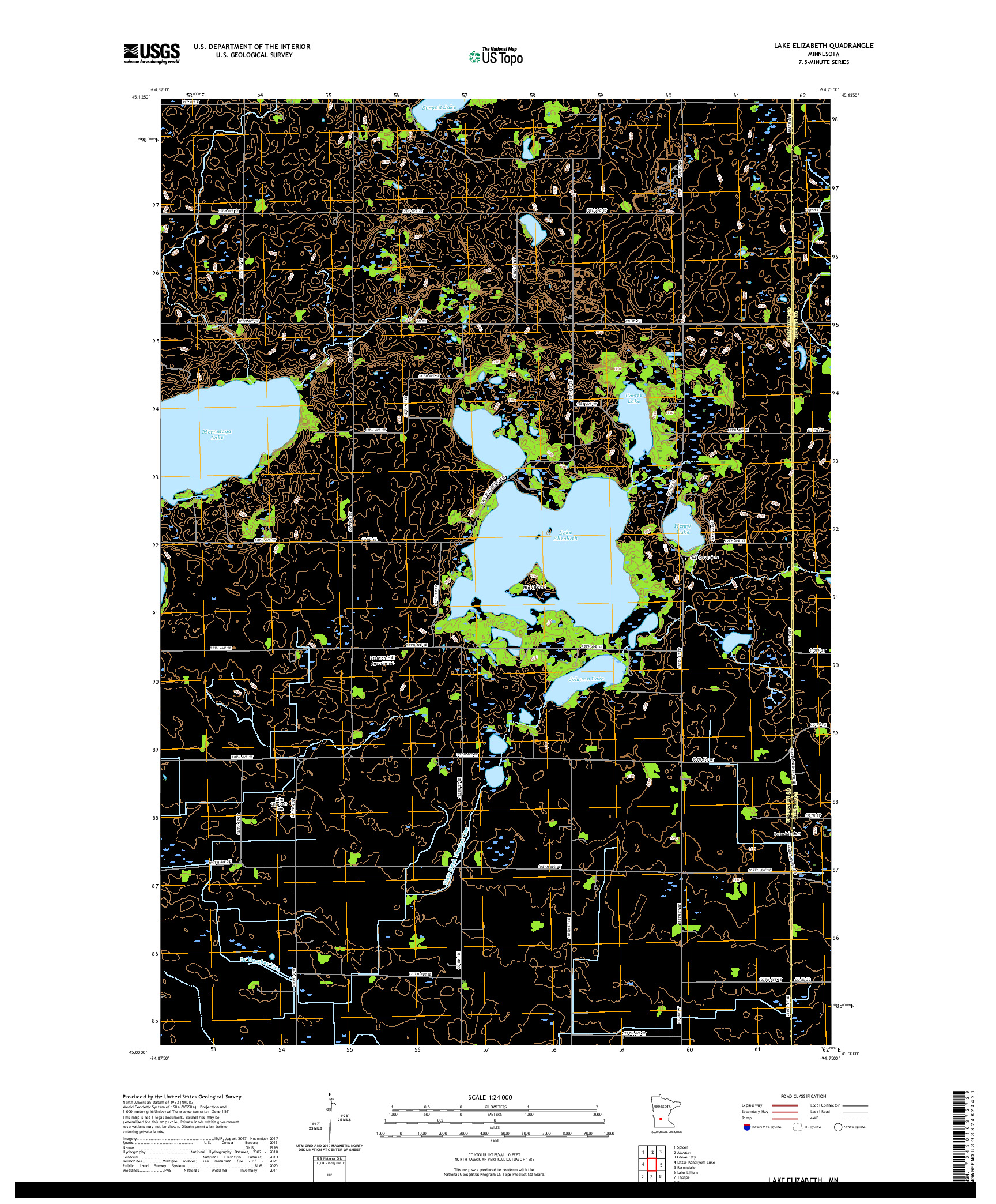 US TOPO 7.5-MINUTE MAP FOR LAKE ELIZABETH, MN