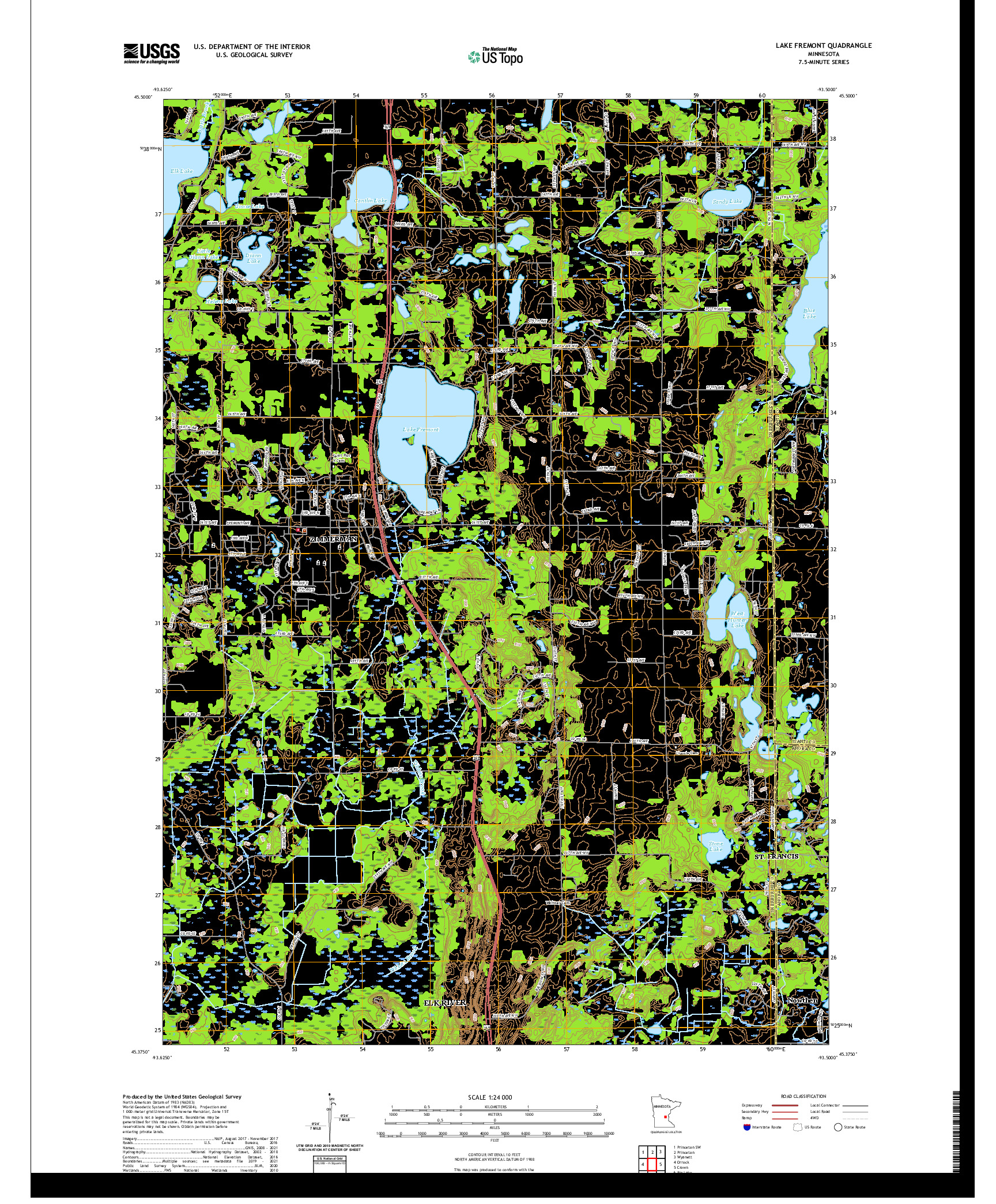 US TOPO 7.5-MINUTE MAP FOR LAKE FREMONT, MN