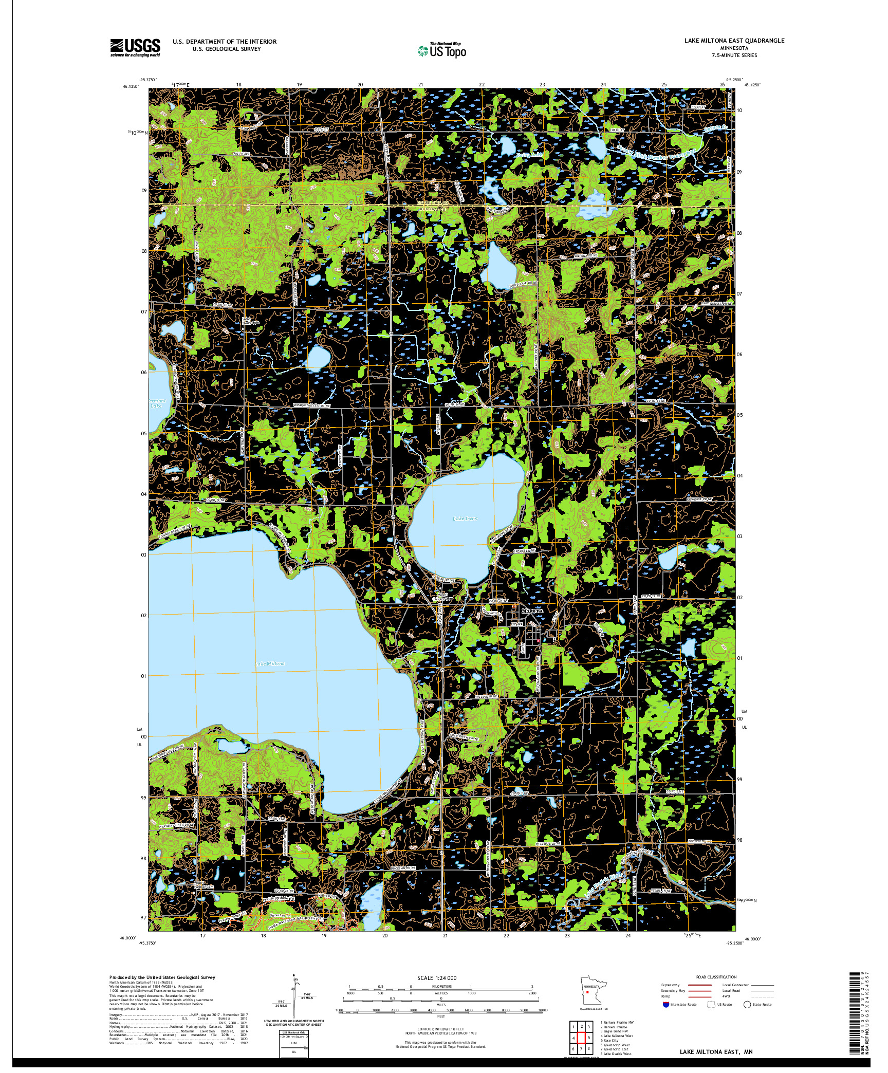 US TOPO 7.5-MINUTE MAP FOR LAKE MILTONA EAST, MN