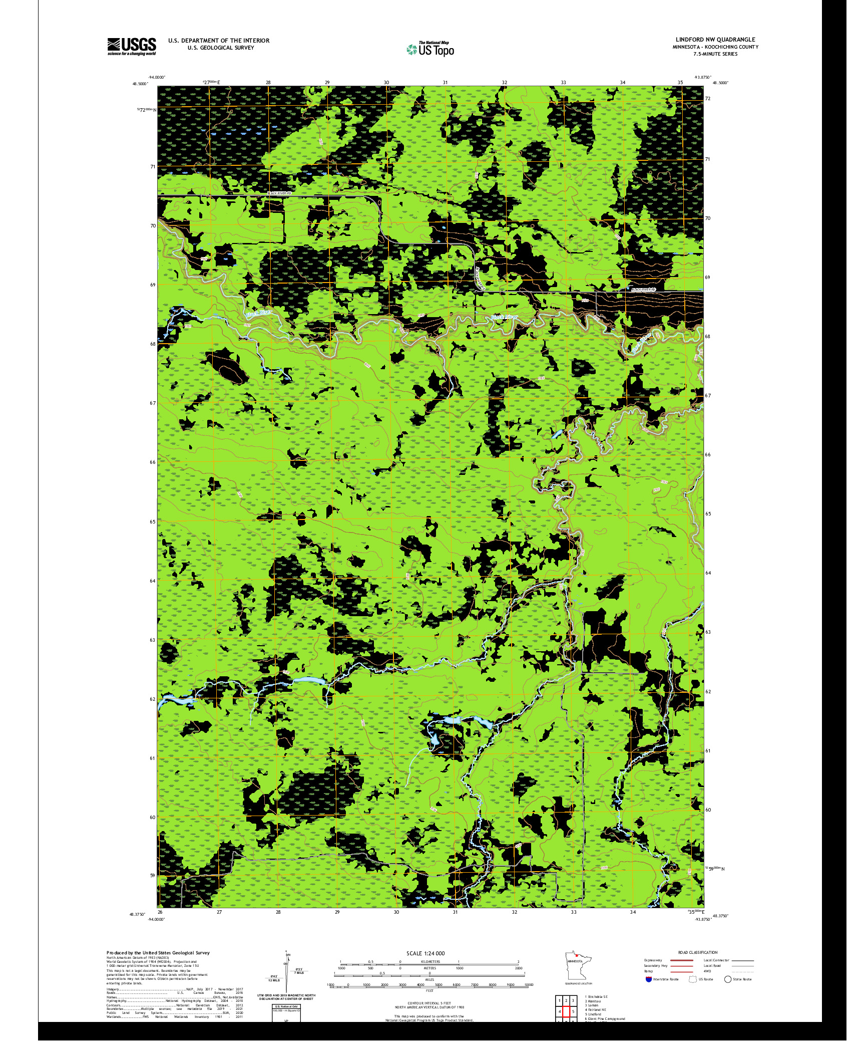 US TOPO 7.5-MINUTE MAP FOR LINDFORD NW, MN