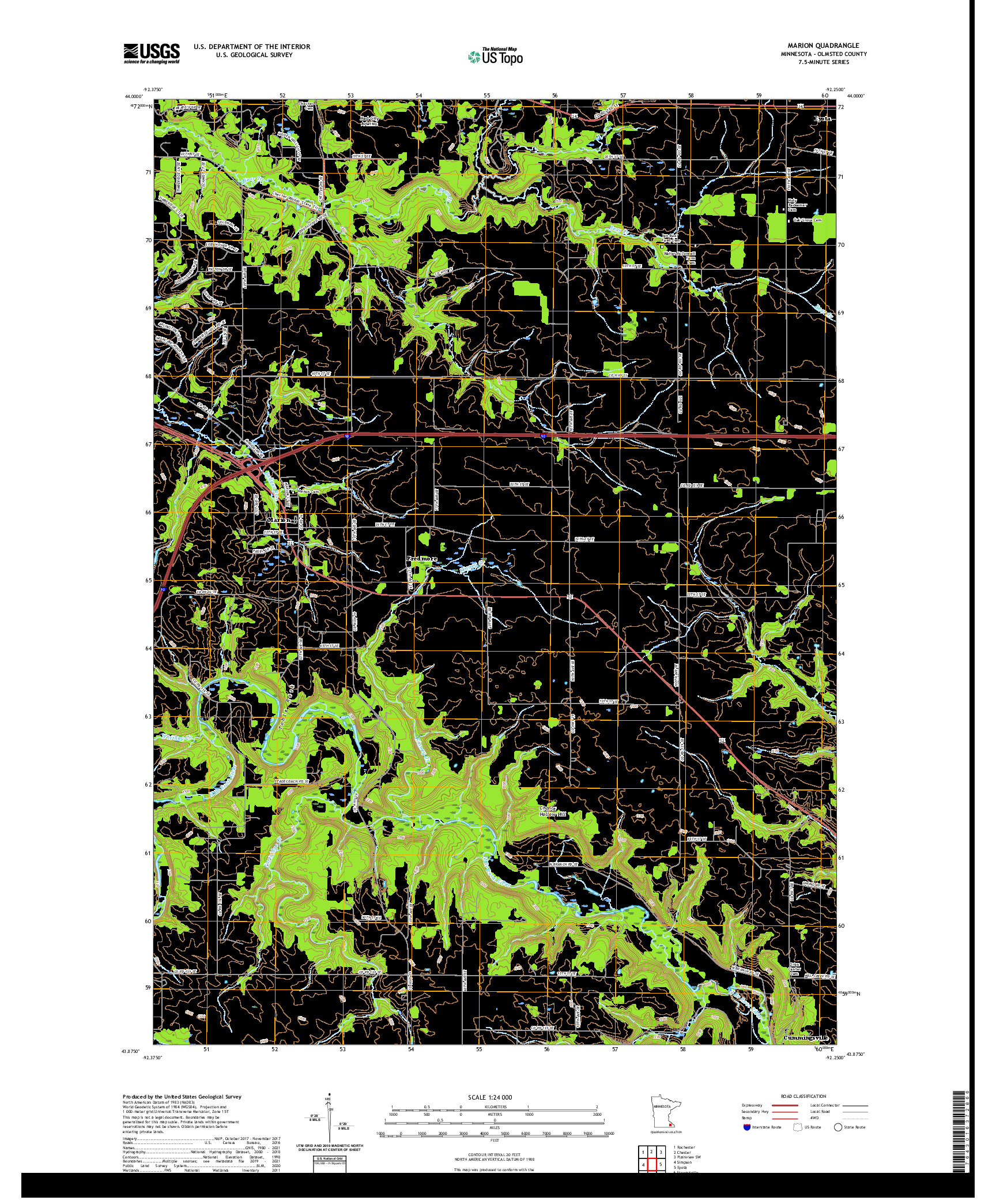 US TOPO 7.5-MINUTE MAP FOR MARION, MN