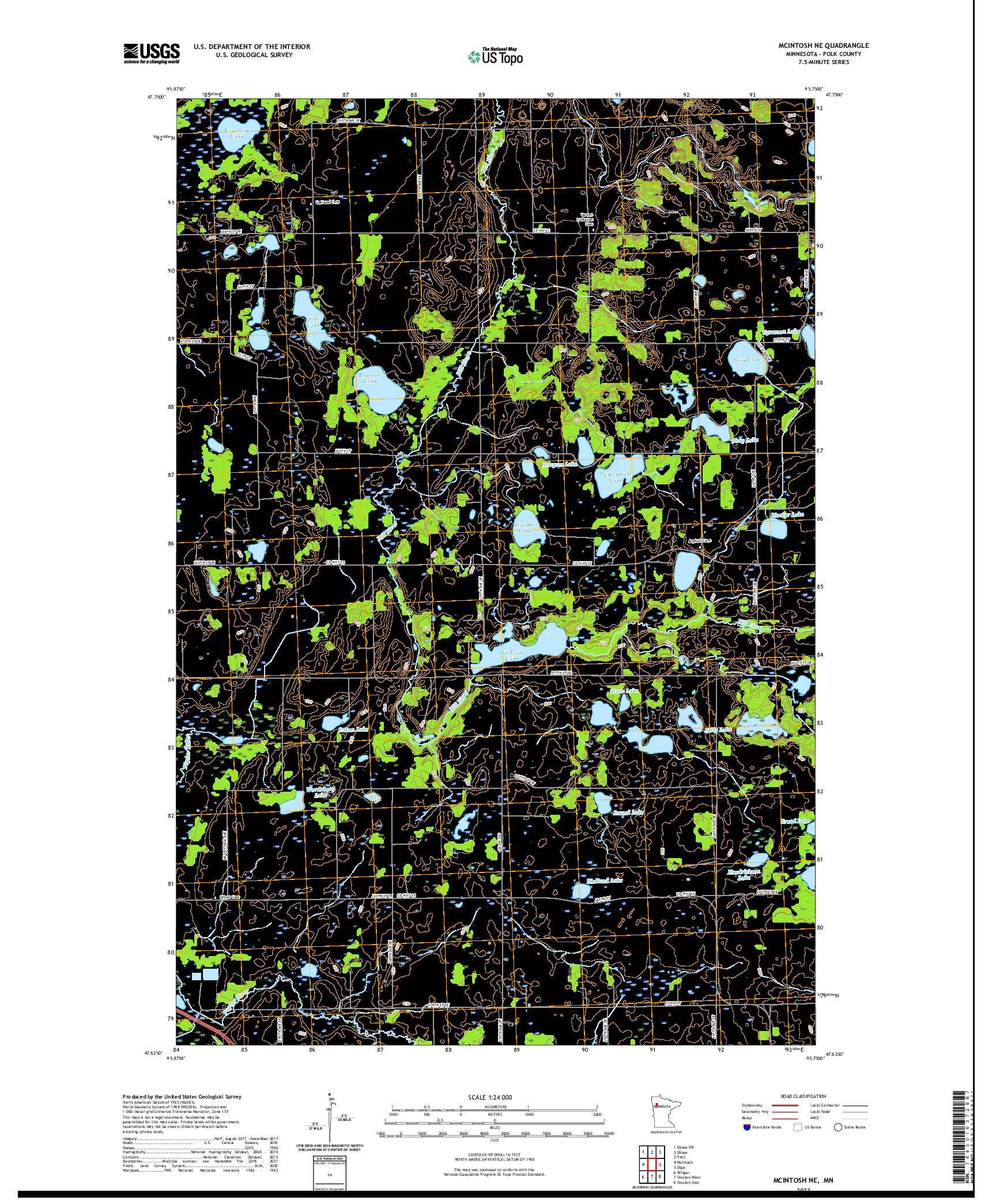 US TOPO 7.5-MINUTE MAP FOR MCINTOSH NE, MN