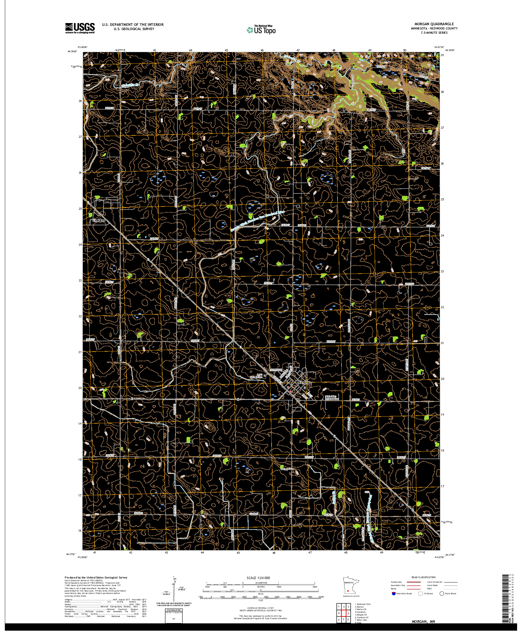 US TOPO 7.5-MINUTE MAP FOR MORGAN, MN