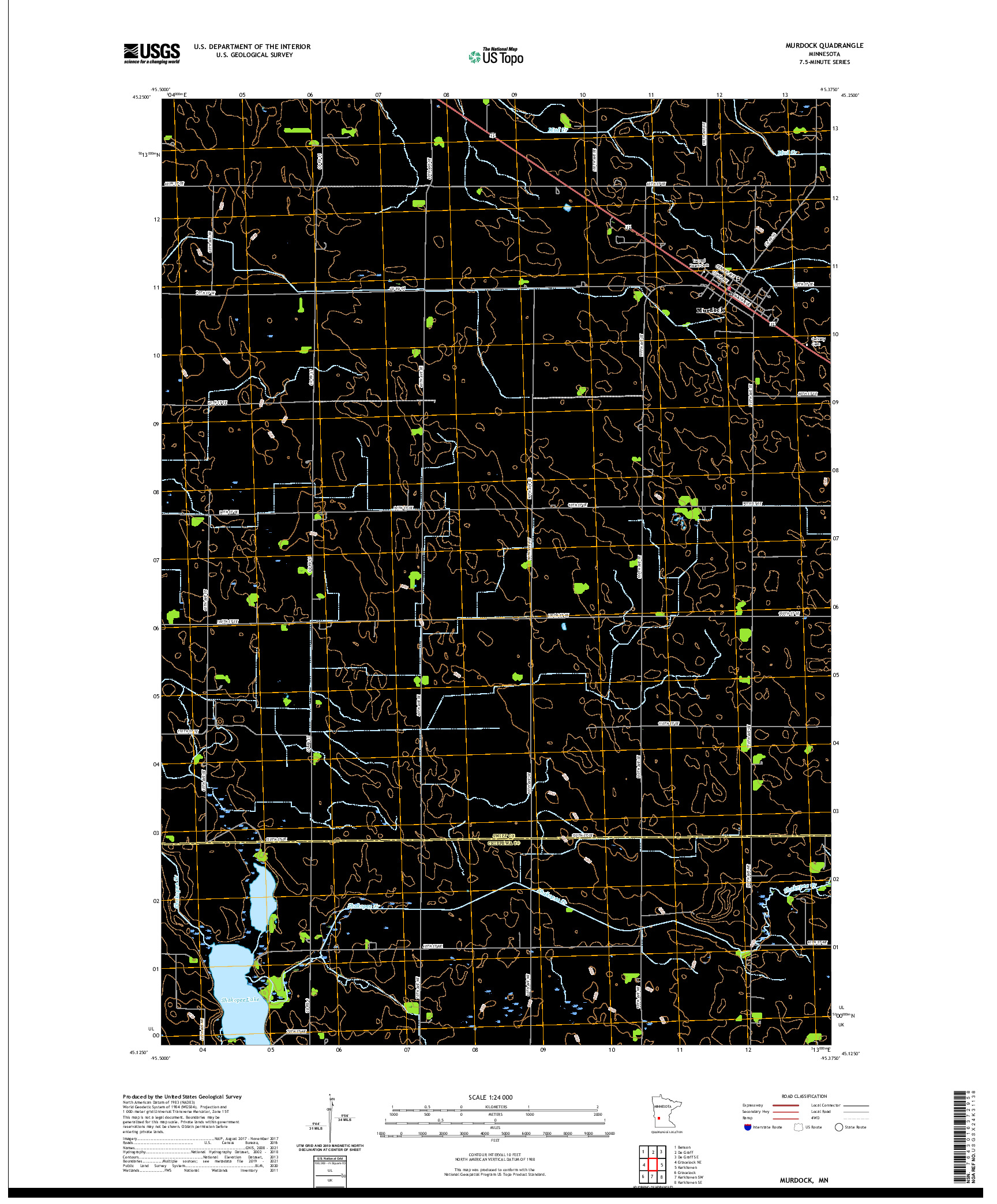 US TOPO 7.5-MINUTE MAP FOR MURDOCK, MN