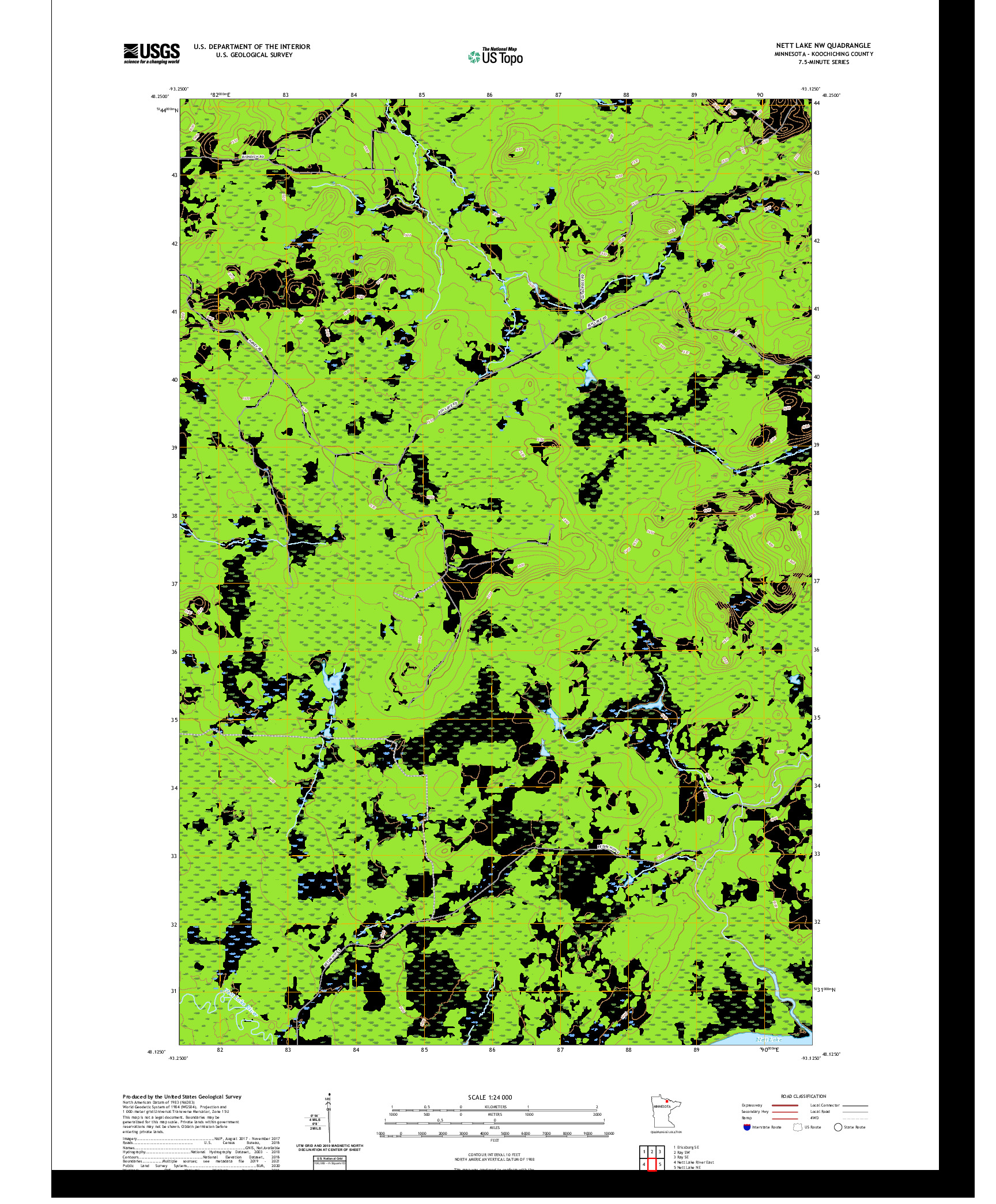 US TOPO 7.5-MINUTE MAP FOR NETT LAKE NW, MN