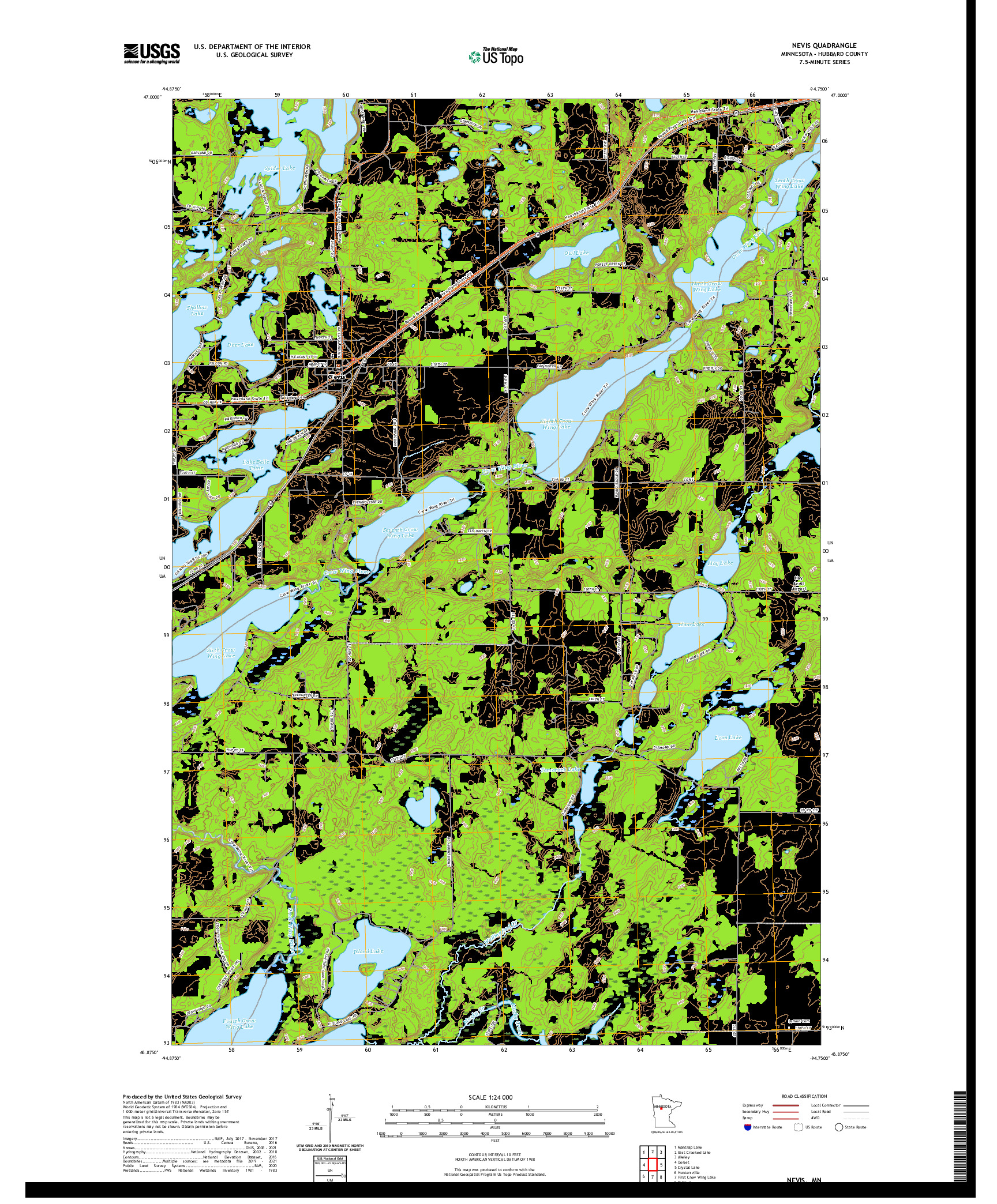 US TOPO 7.5-MINUTE MAP FOR NEVIS, MN