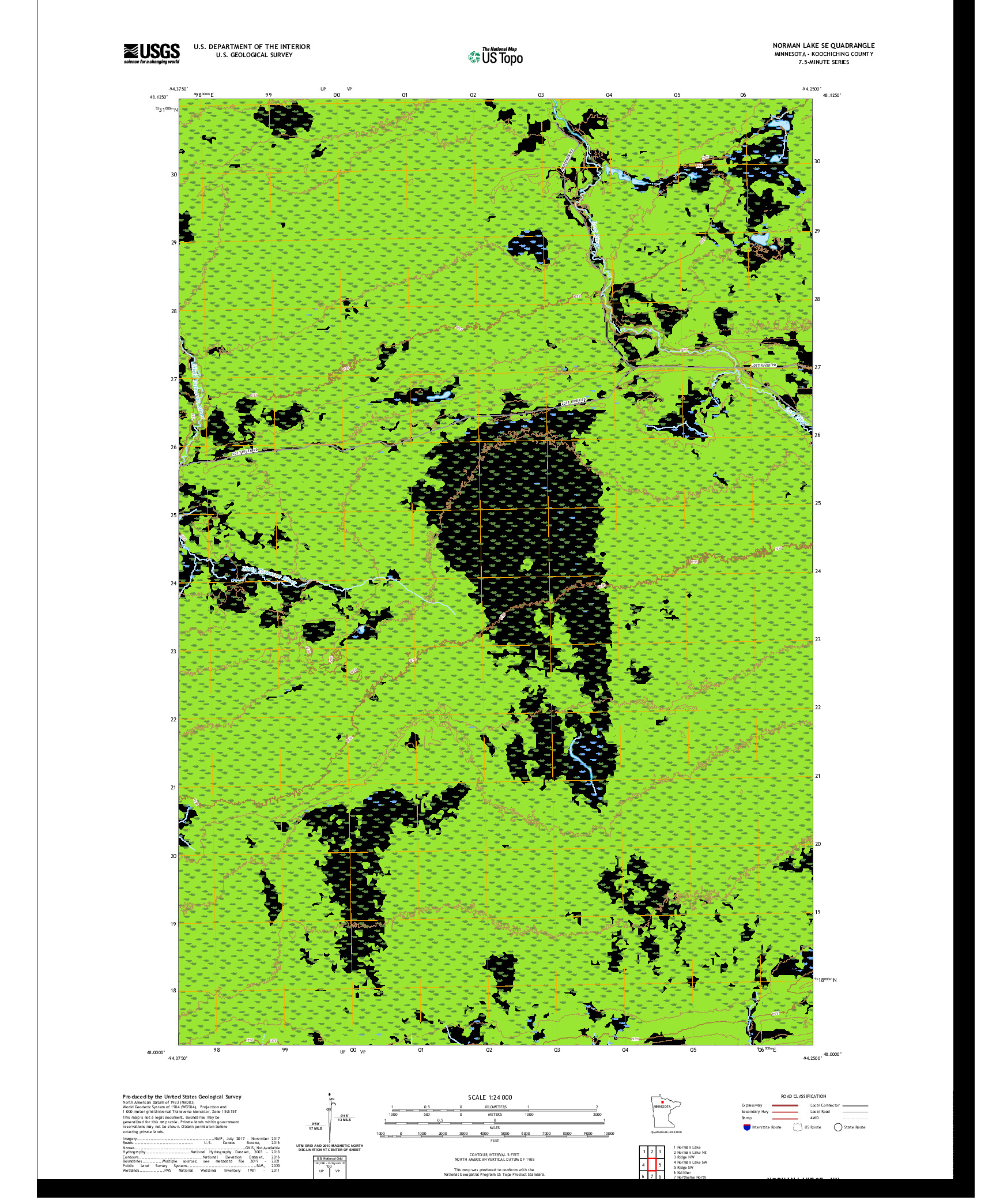 US TOPO 7.5-MINUTE MAP FOR NORMAN LAKE SE, MN