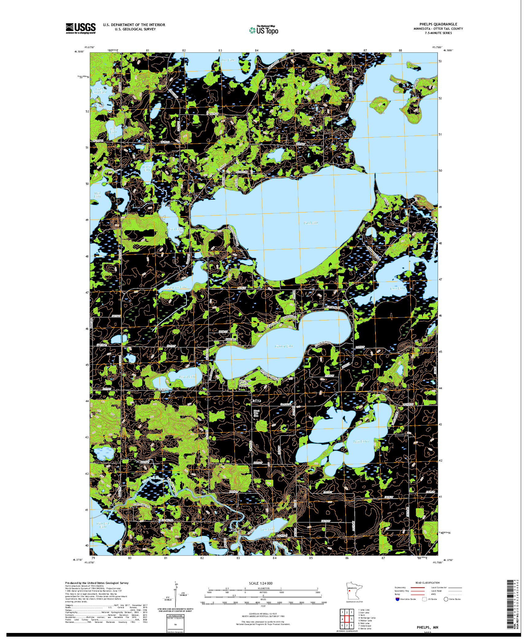 US TOPO 7.5-MINUTE MAP FOR PHELPS, MN