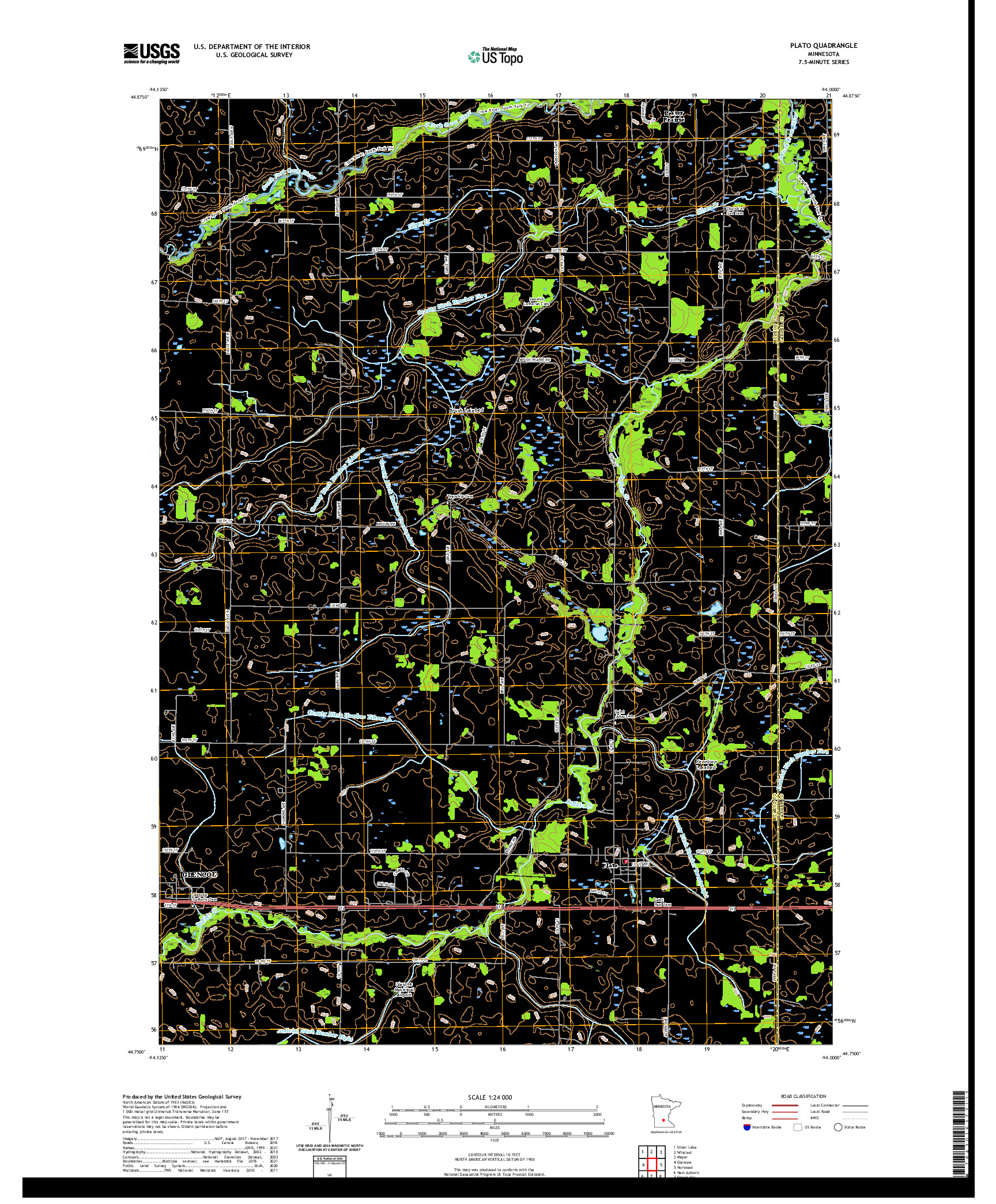 US TOPO 7.5-MINUTE MAP FOR PLATO, MN