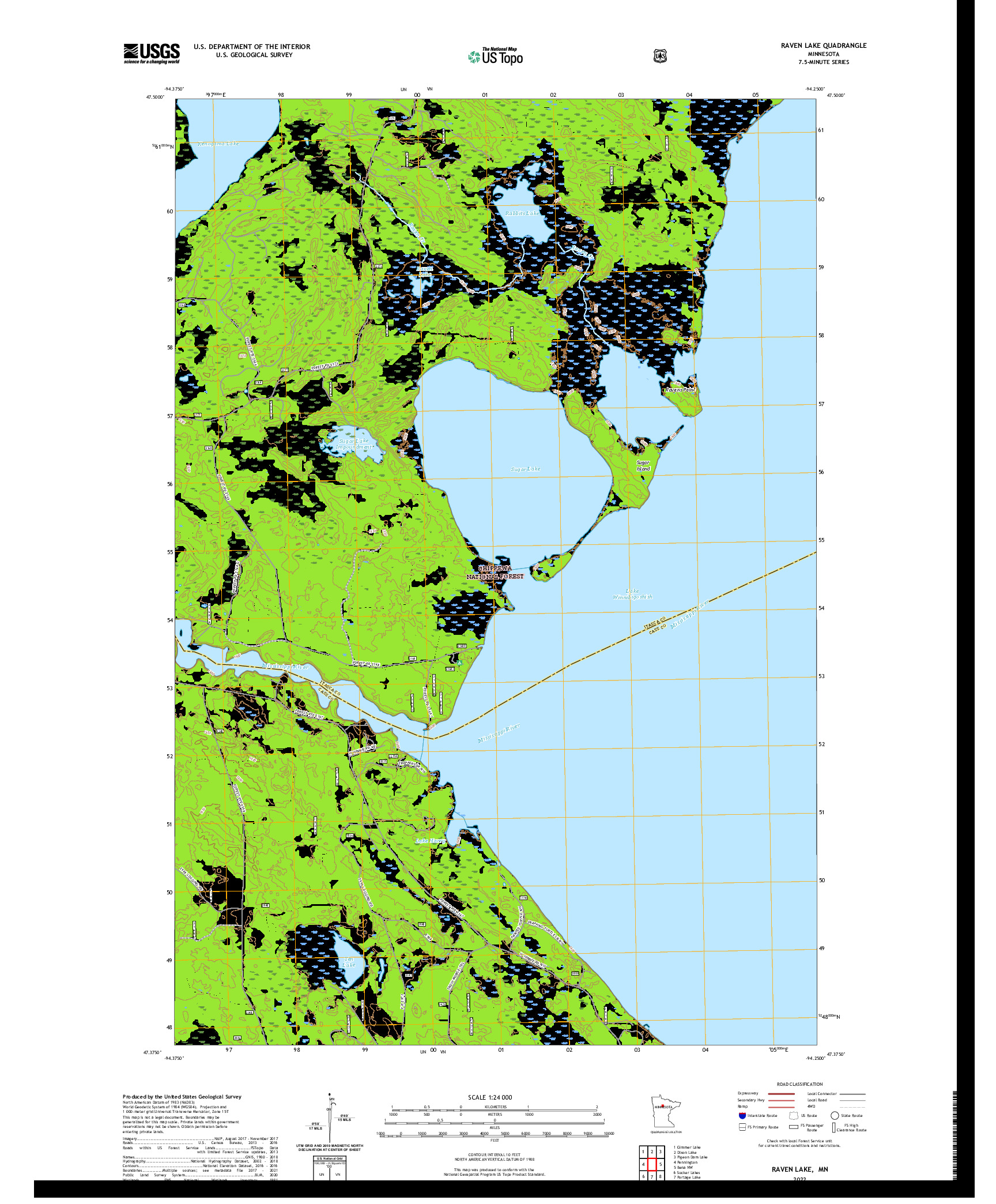 US TOPO 7.5-MINUTE MAP FOR RAVEN LAKE, MN