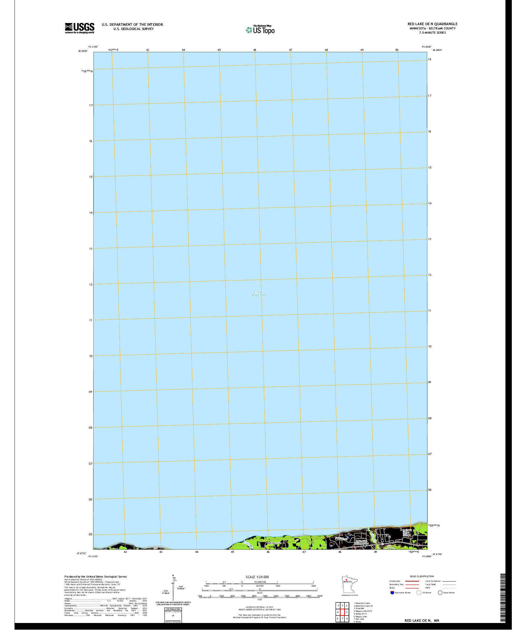 US TOPO 7.5-MINUTE MAP FOR RED LAKE OE N, MN