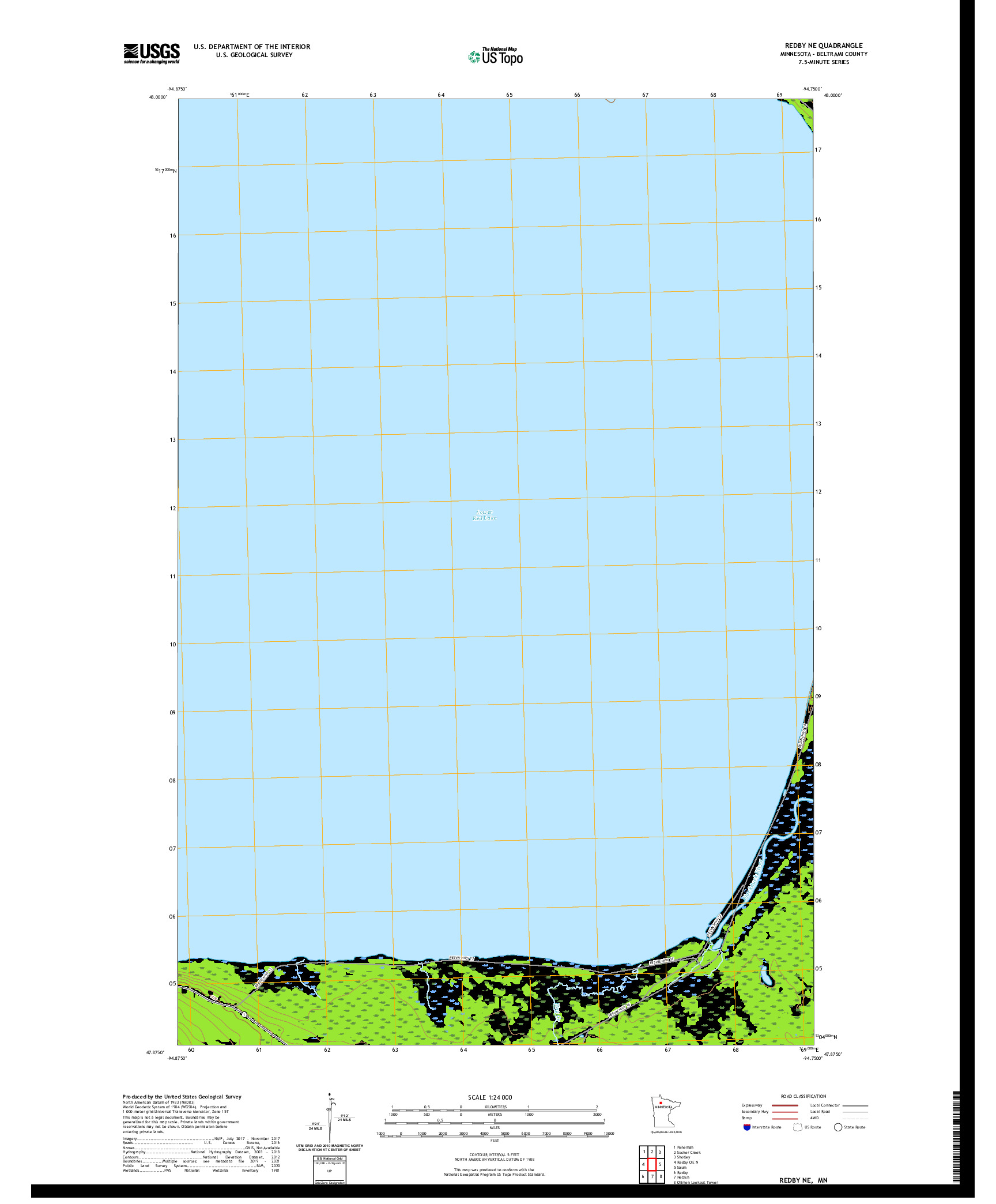 US TOPO 7.5-MINUTE MAP FOR REDBY NE, MN