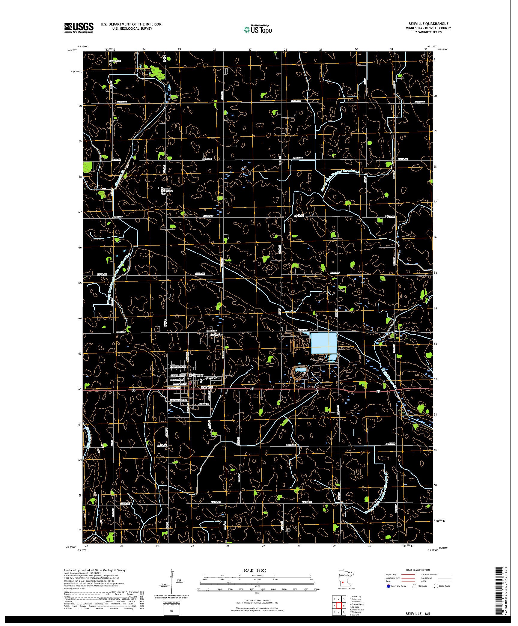 US TOPO 7.5-MINUTE MAP FOR RENVILLE, MN