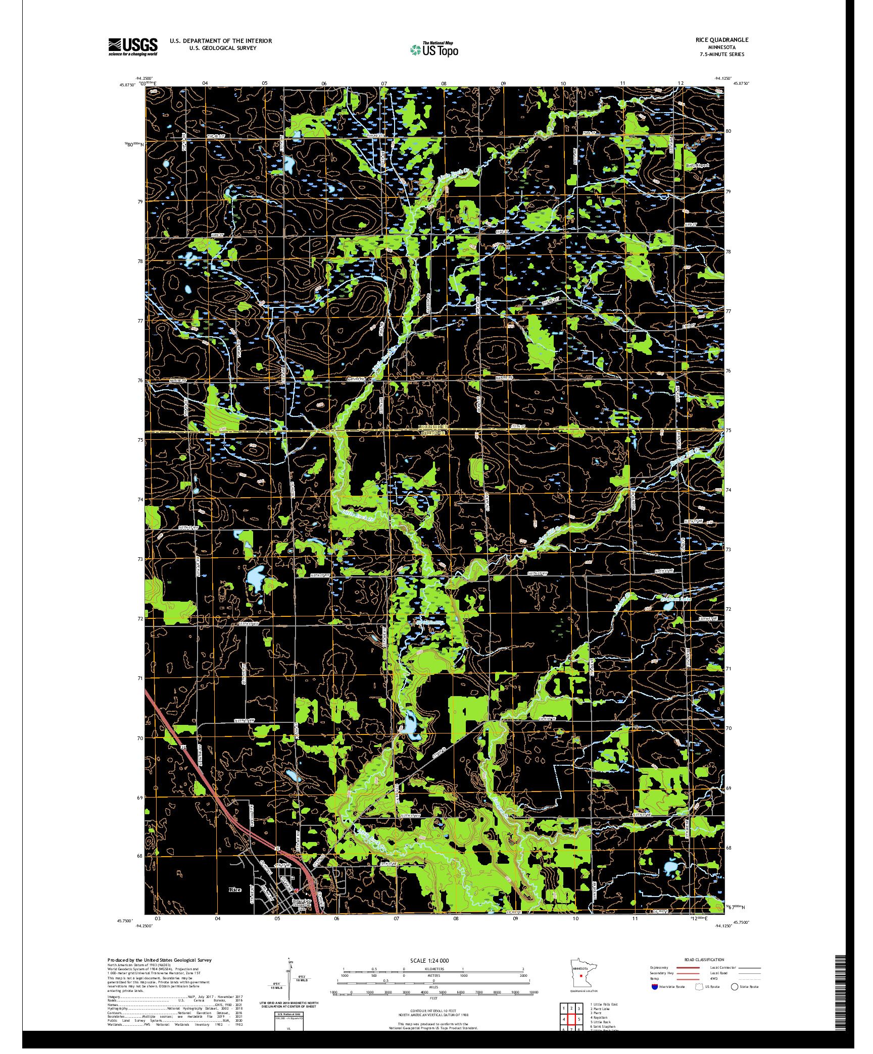 US TOPO 7.5-MINUTE MAP FOR RICE, MN