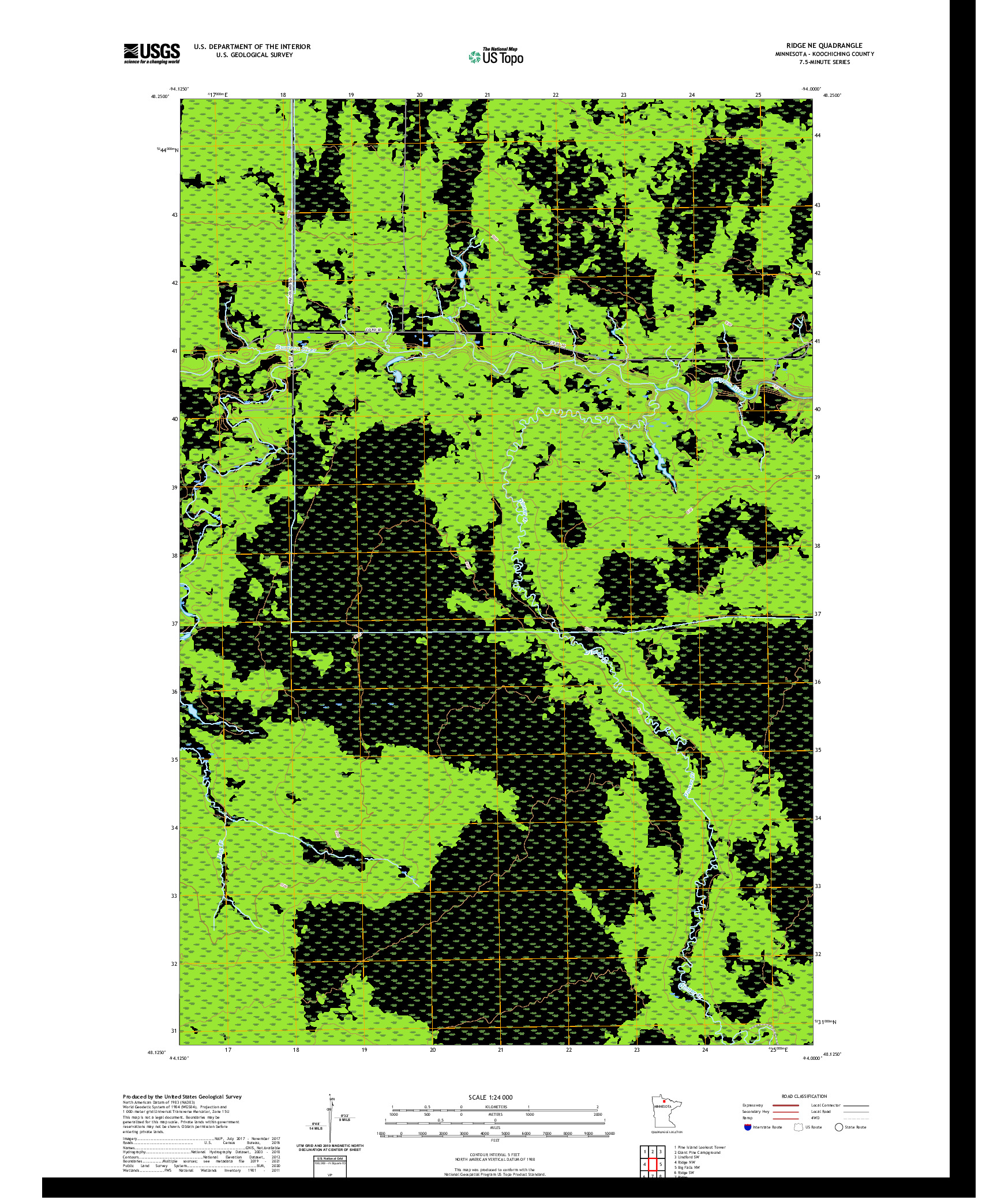 US TOPO 7.5-MINUTE MAP FOR RIDGE NE, MN