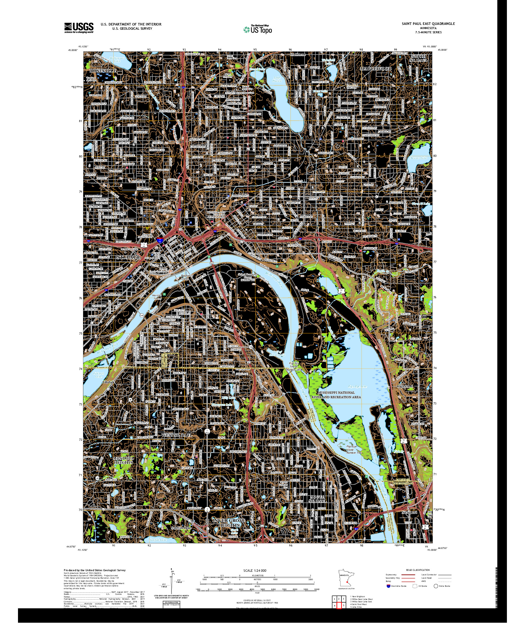 US TOPO 7.5-MINUTE MAP FOR SAINT PAUL EAST, MN