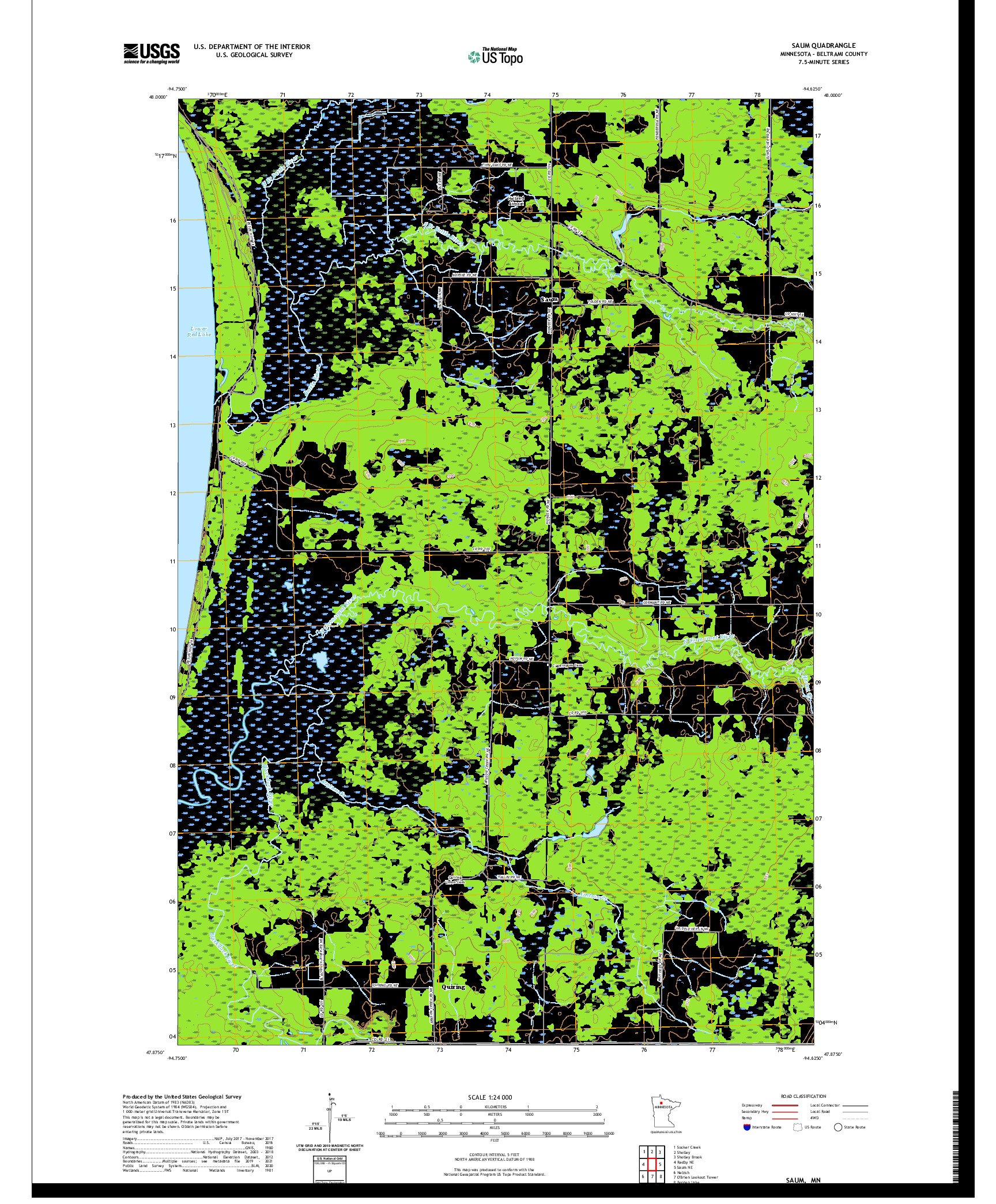 US TOPO 7.5-MINUTE MAP FOR SAUM, MN