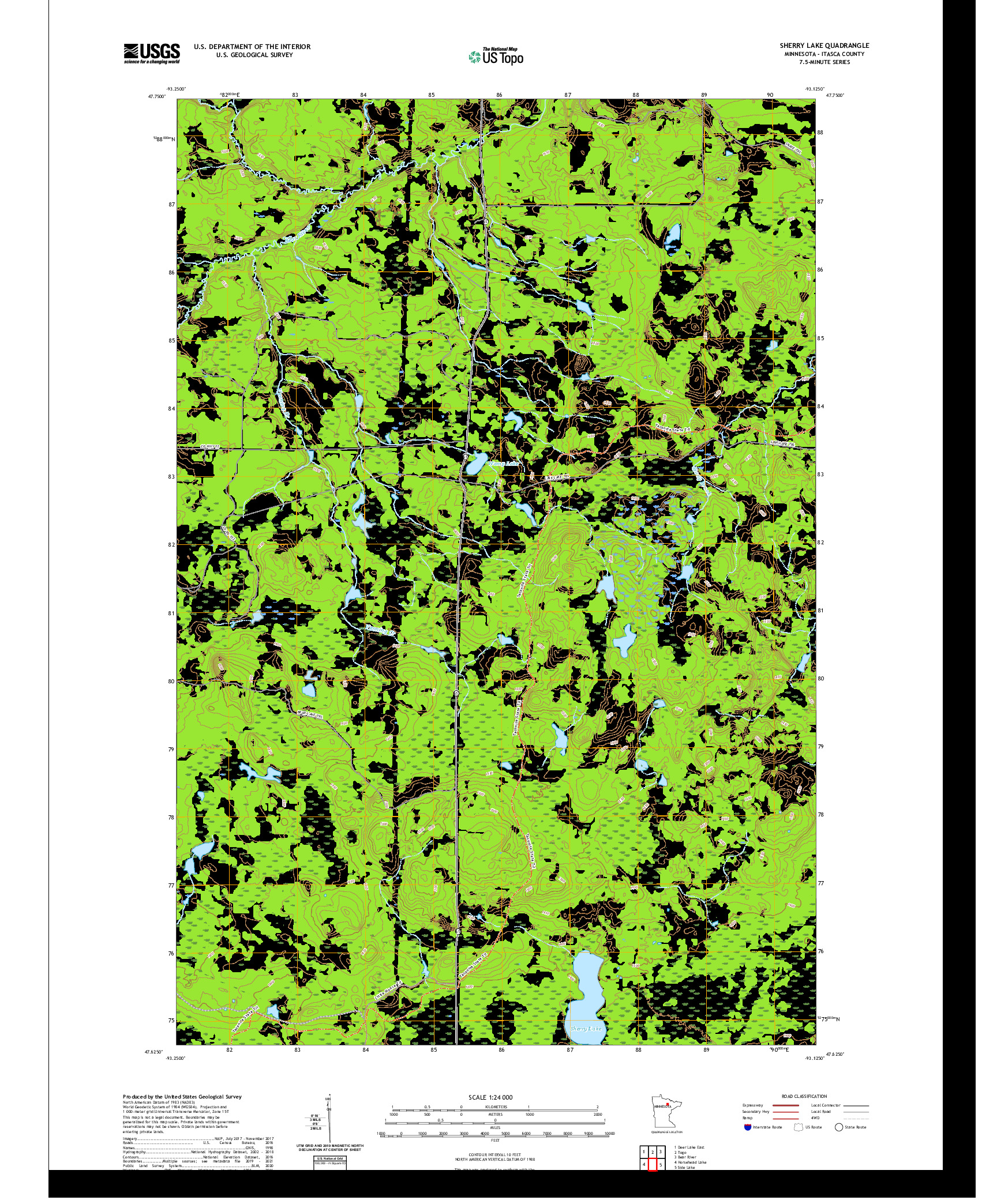 US TOPO 7.5-MINUTE MAP FOR SHERRY LAKE, MN