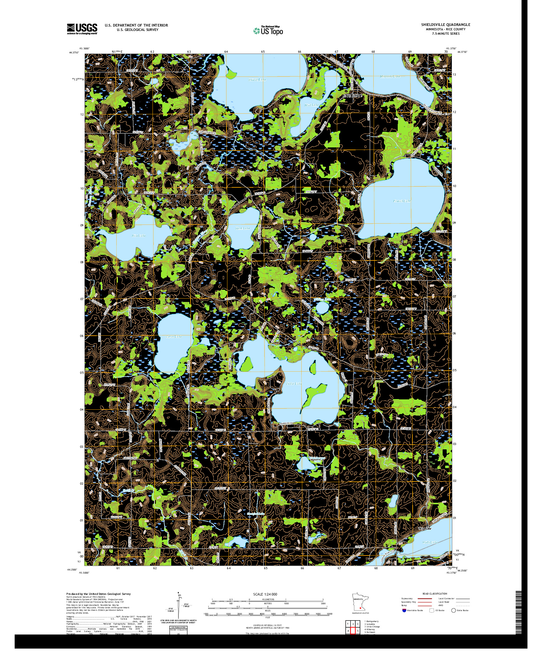 US TOPO 7.5-MINUTE MAP FOR SHIELDSVILLE, MN