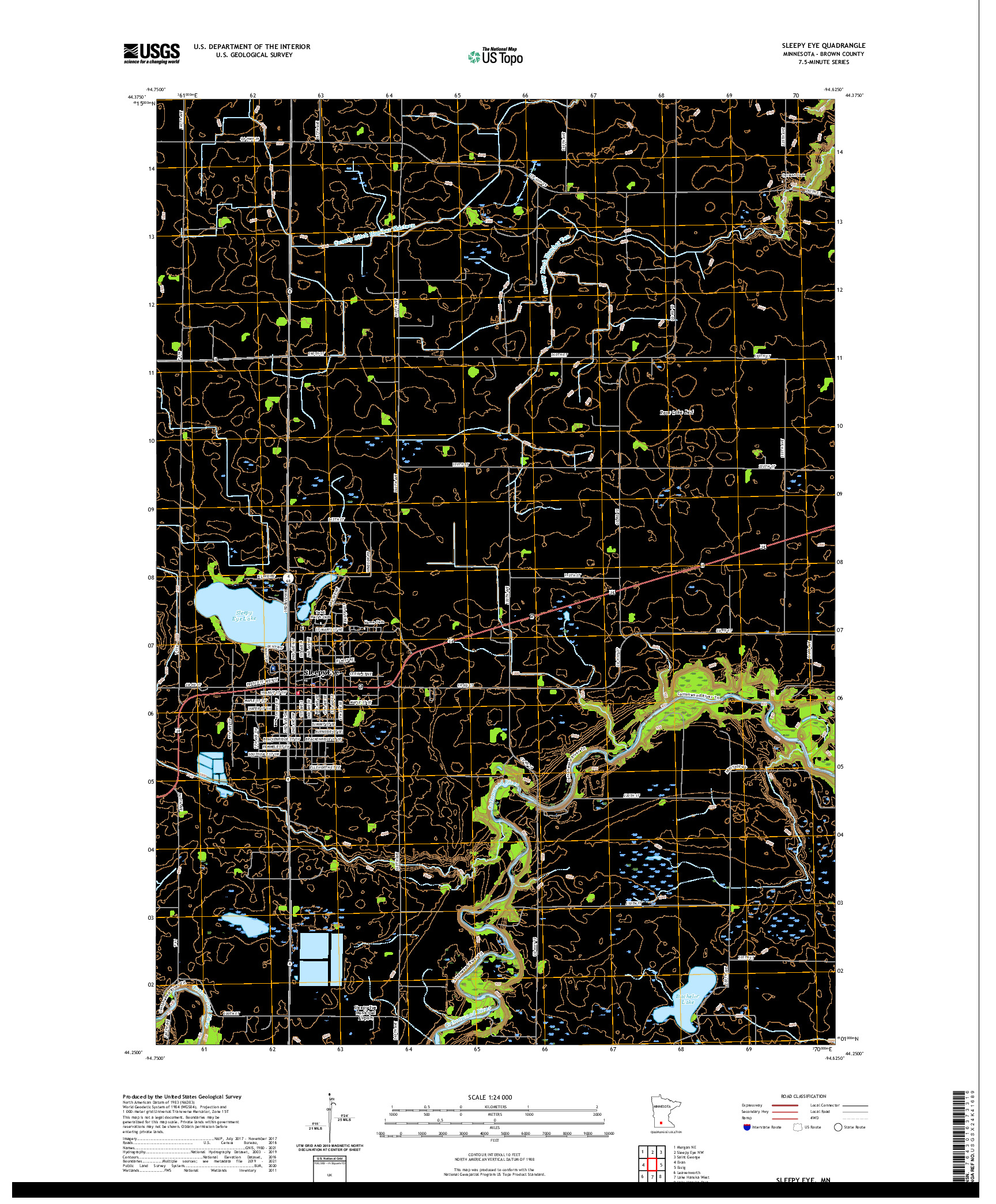 US TOPO 7.5-MINUTE MAP FOR SLEEPY EYE, MN