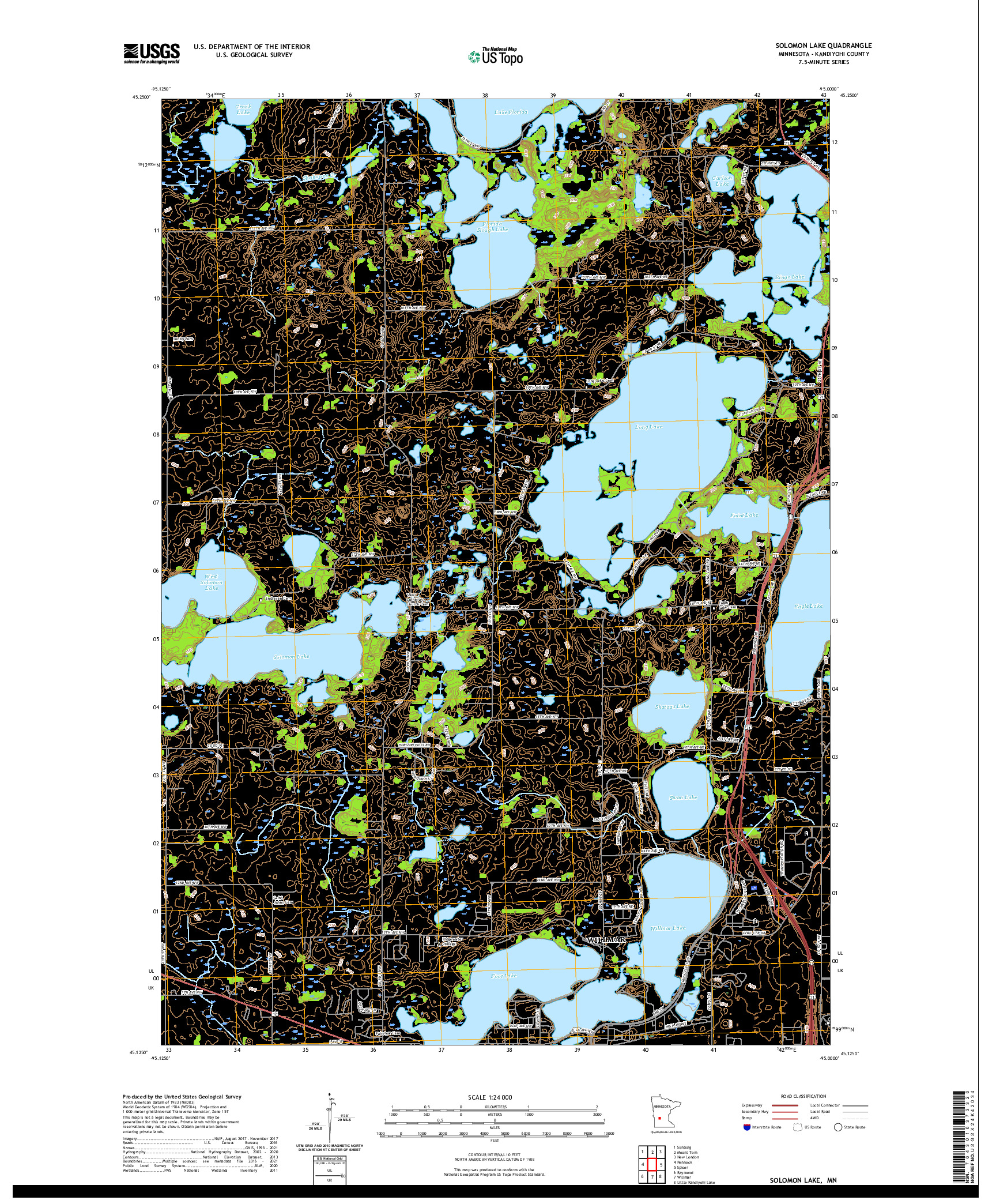 US TOPO 7.5-MINUTE MAP FOR SOLOMON LAKE, MN