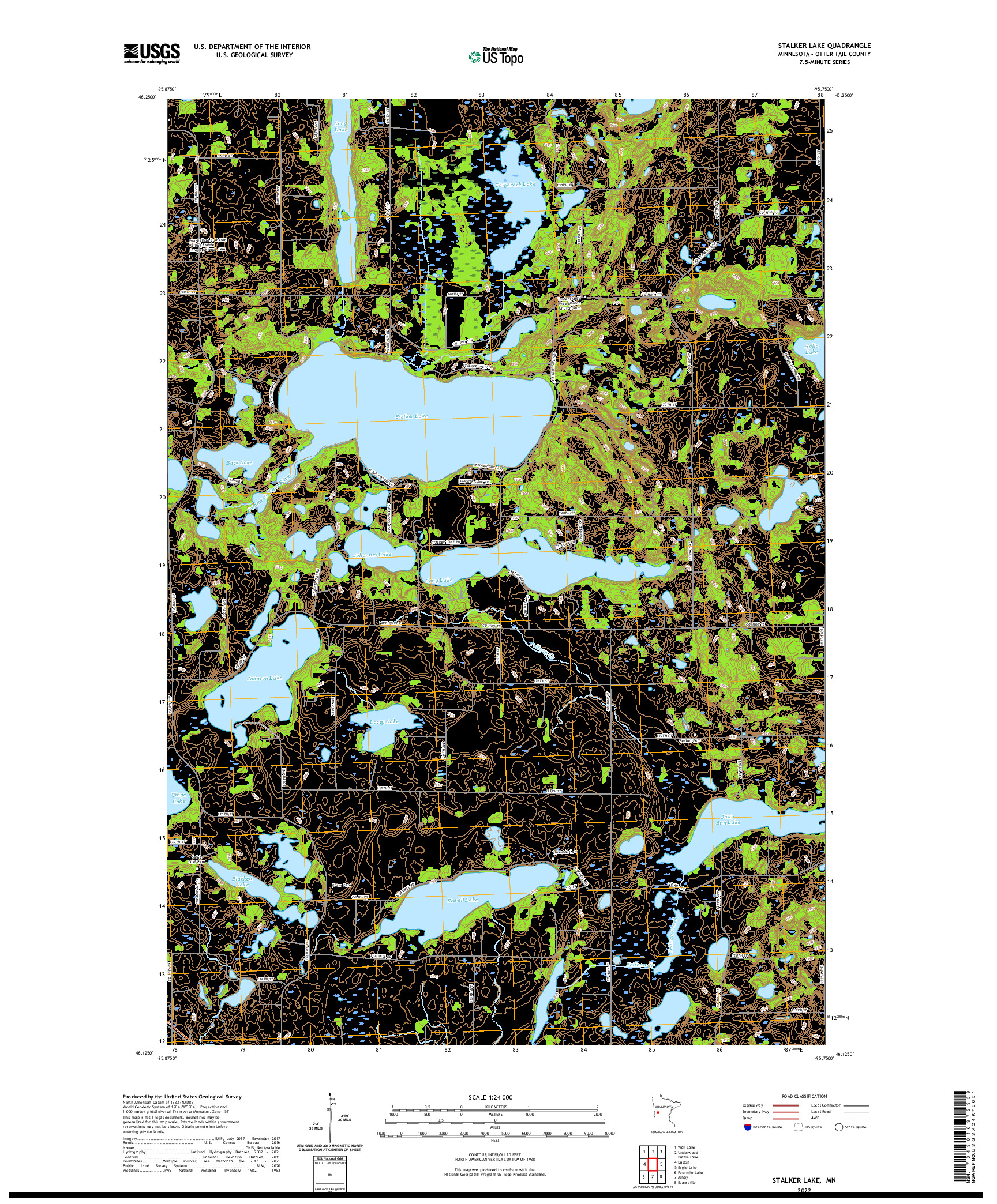 US TOPO 7.5-MINUTE MAP FOR STALKER LAKE, MN