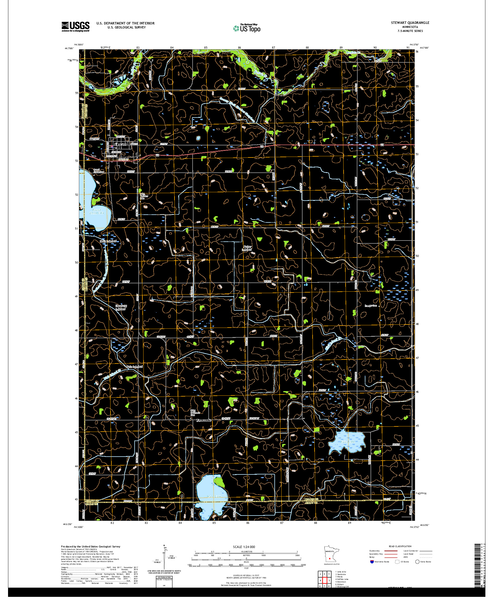 US TOPO 7.5-MINUTE MAP FOR STEWART, MN