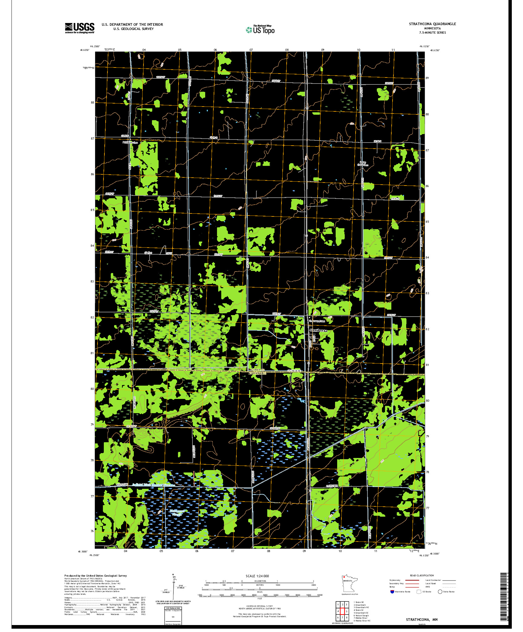 US TOPO 7.5-MINUTE MAP FOR STRATHCONA, MN