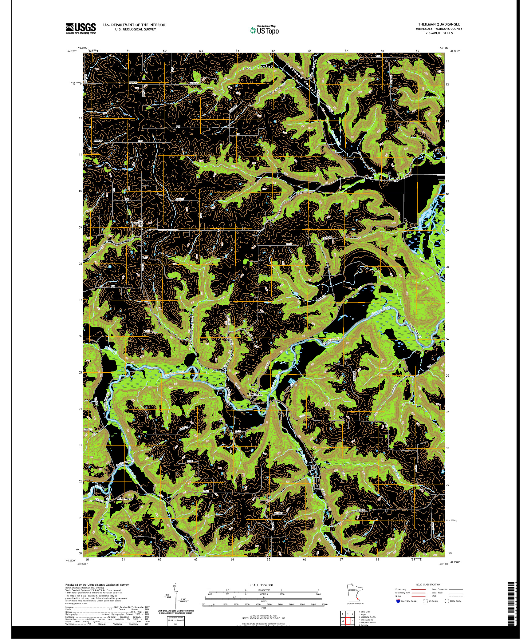 US TOPO 7.5-MINUTE MAP FOR THEILMAN, MN