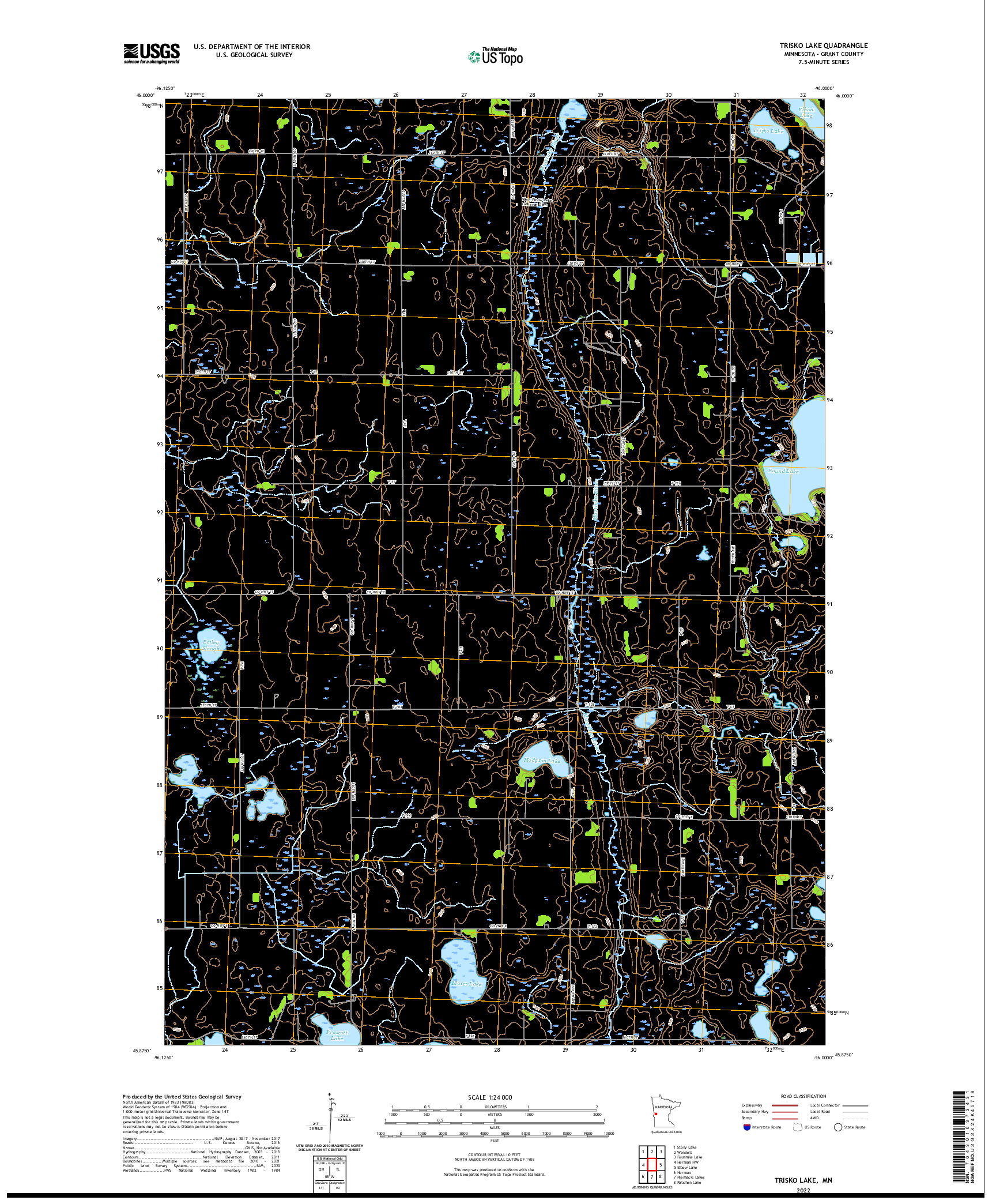 US TOPO 7.5-MINUTE MAP FOR TRISKO LAKE, MN