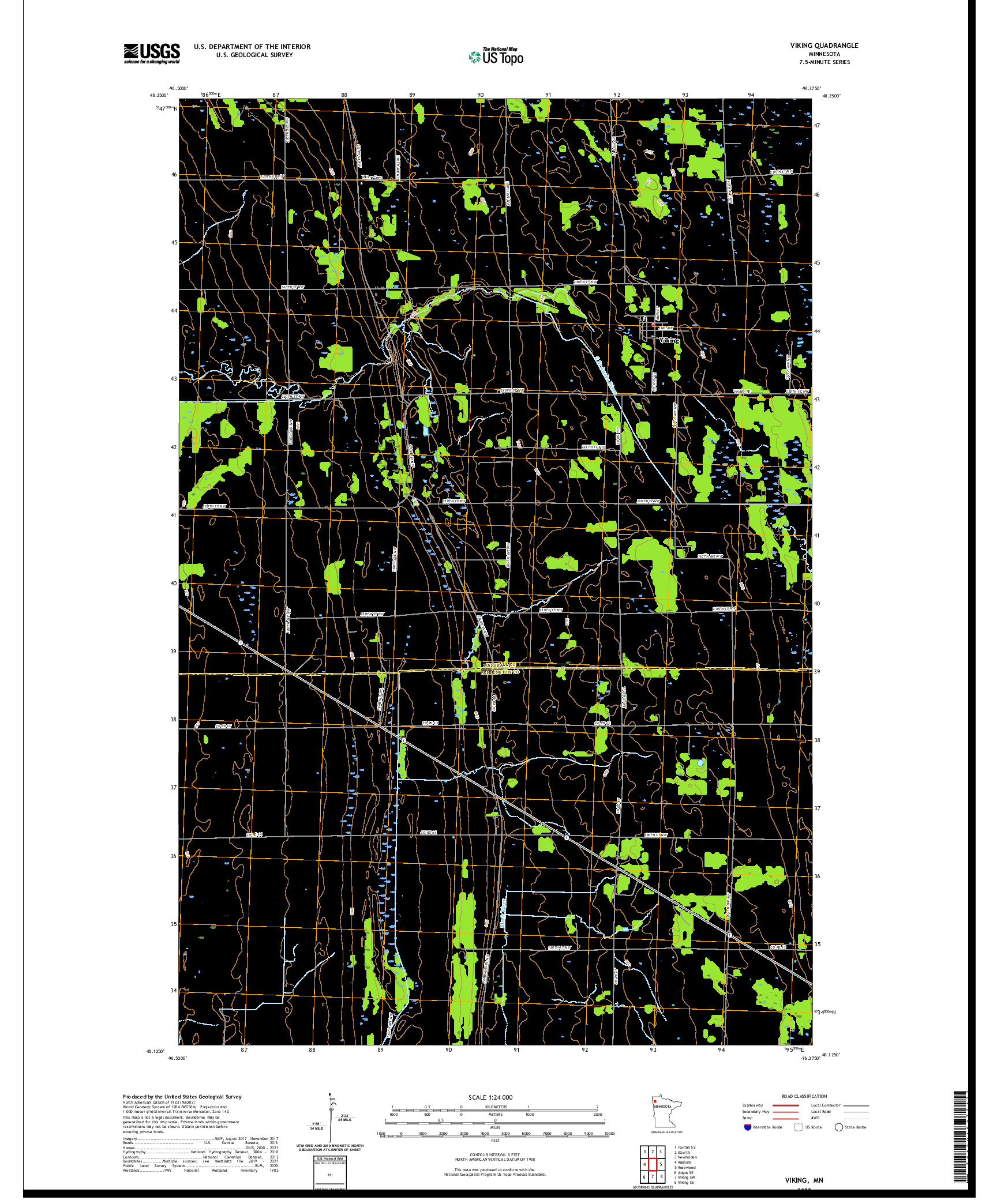 US TOPO 7.5-MINUTE MAP FOR VIKING, MN