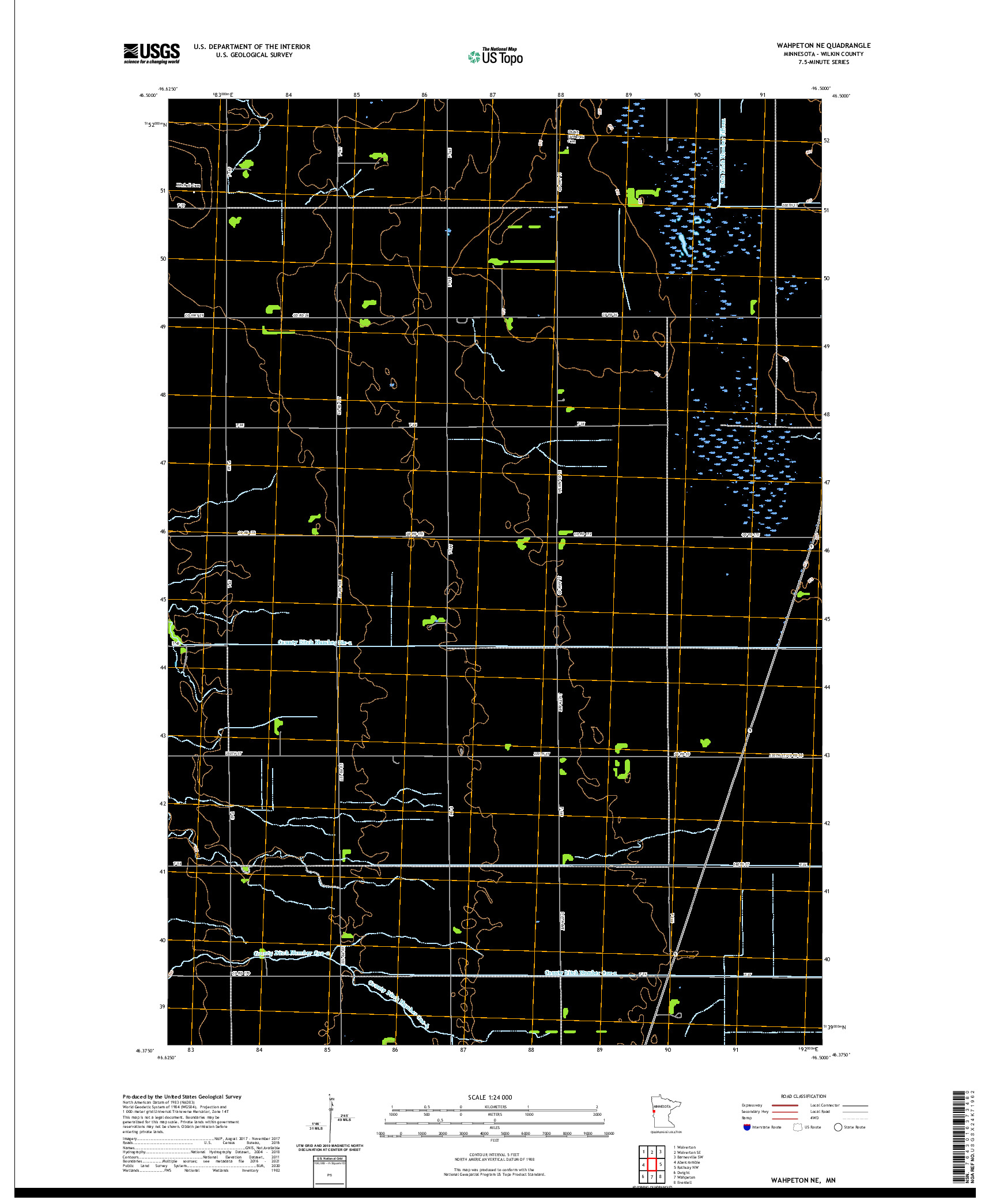 US TOPO 7.5-MINUTE MAP FOR WAHPETON NE, MN