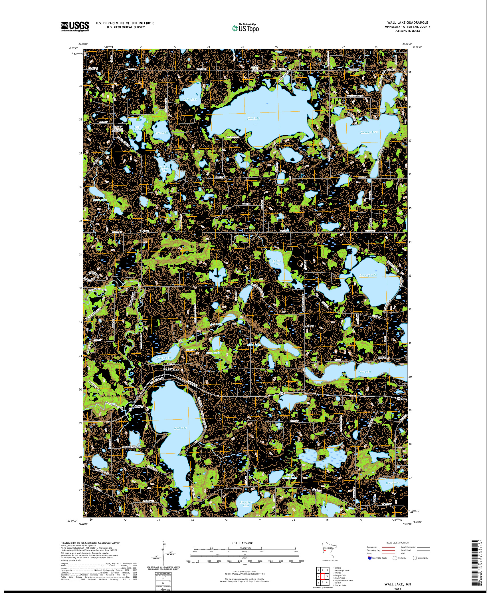 US TOPO 7.5-MINUTE MAP FOR WALL LAKE, MN