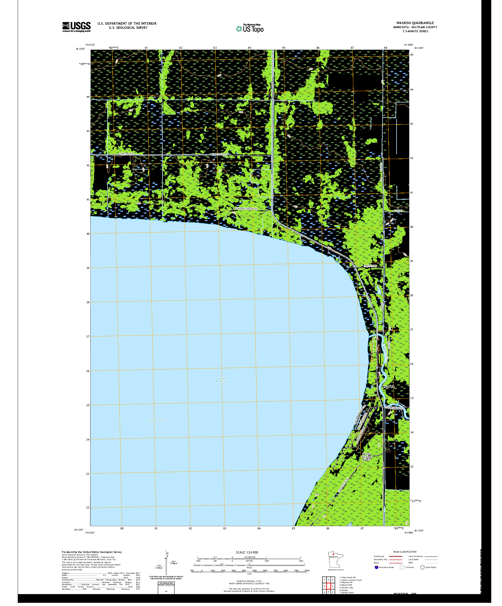 US TOPO 7.5-MINUTE MAP FOR WASKISH, MN