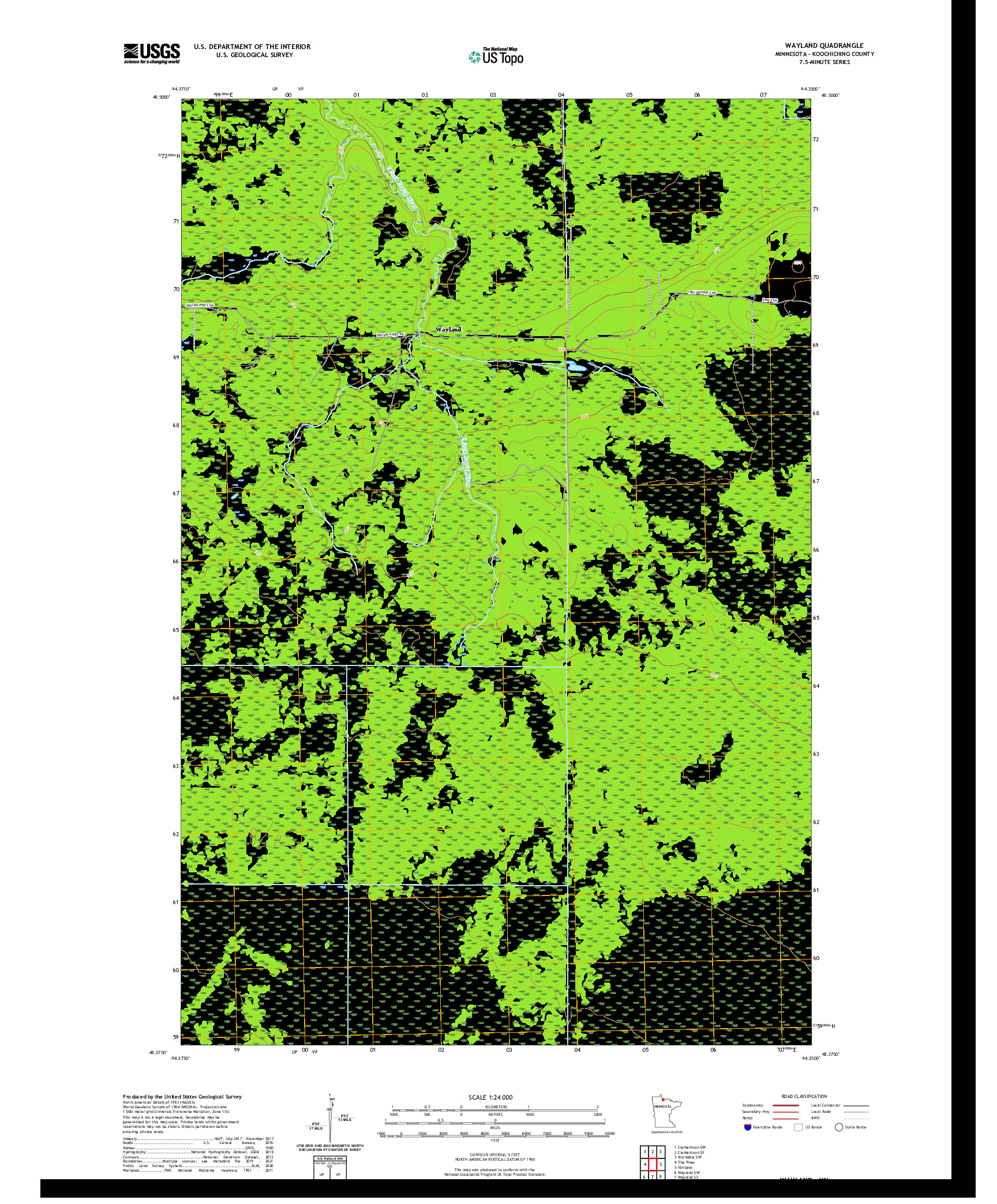 US TOPO 7.5-MINUTE MAP FOR WAYLAND, MN