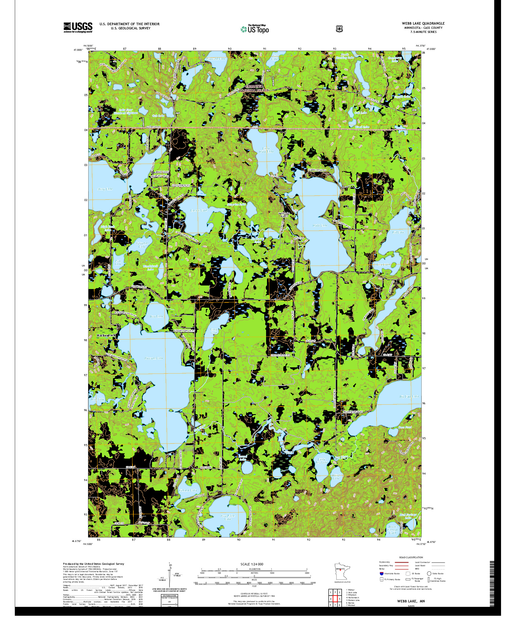 US TOPO 7.5-MINUTE MAP FOR WEBB LAKE, MN