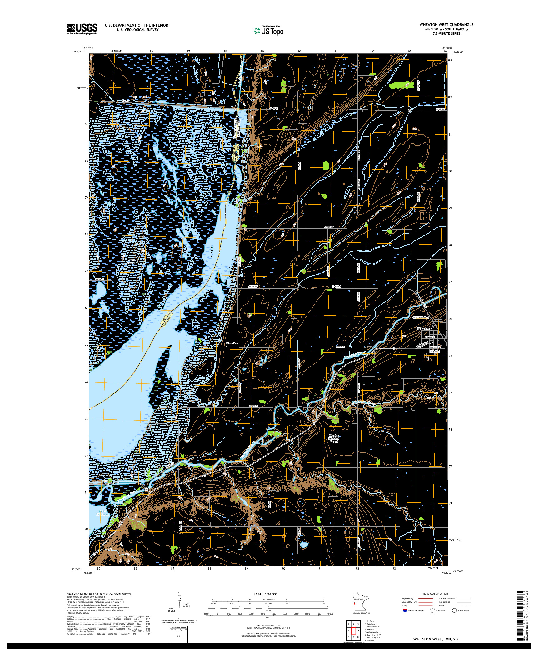 US TOPO 7.5-MINUTE MAP FOR WHEATON WEST, MN,SD