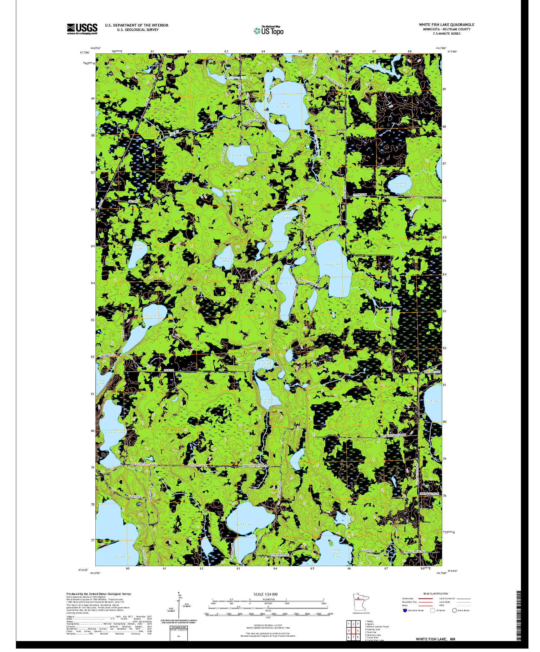 US TOPO 7.5-MINUTE MAP FOR WHITE FISH LAKE, MN