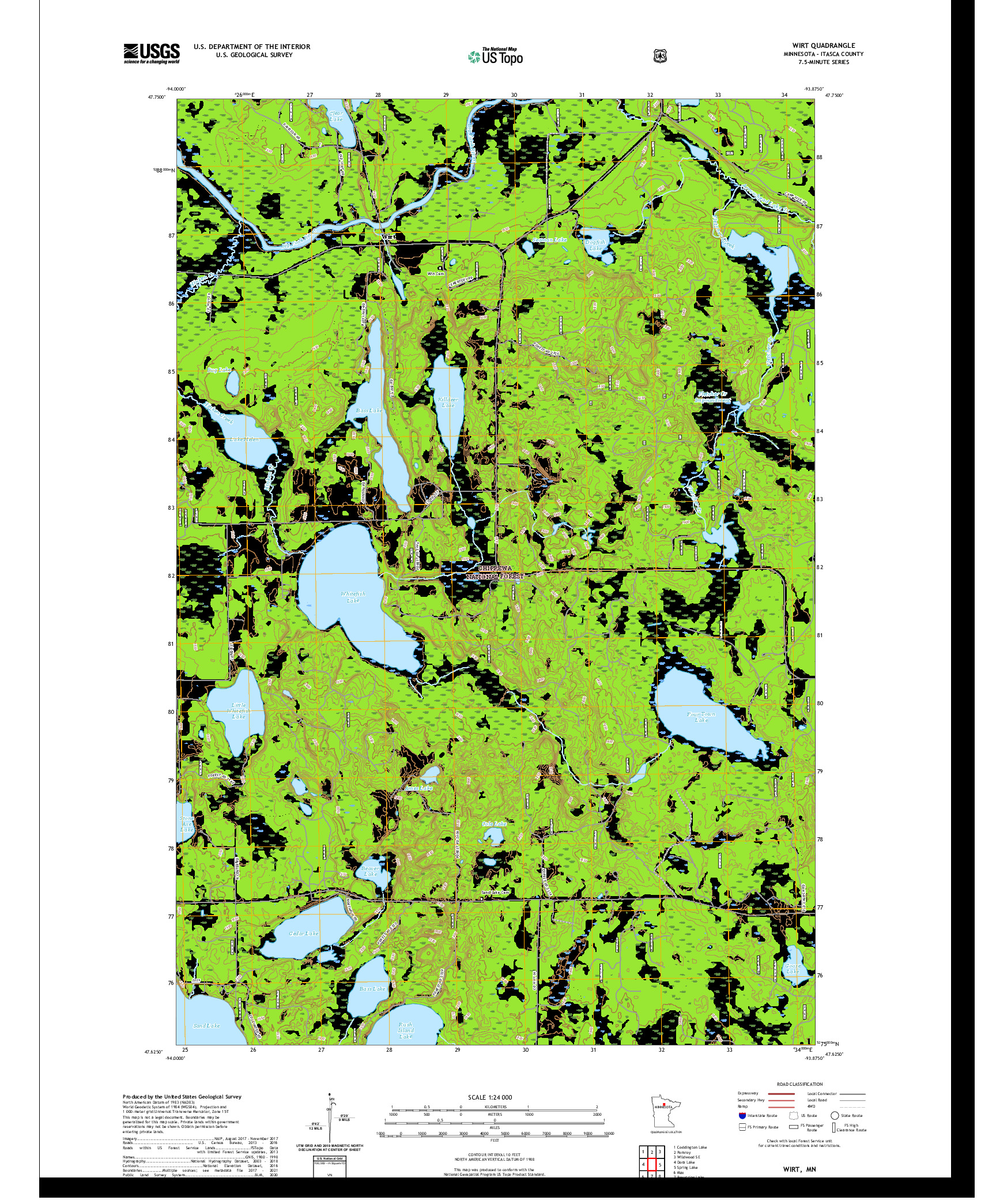 US TOPO 7.5-MINUTE MAP FOR WIRT, MN