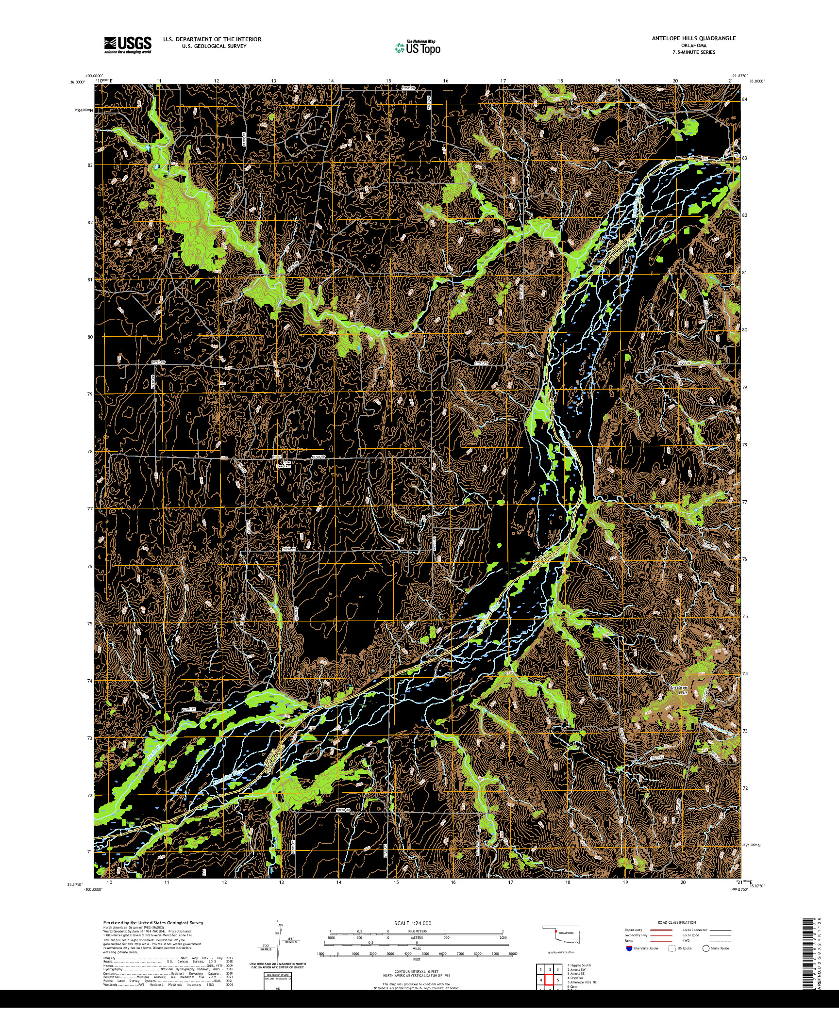 US TOPO 7.5-MINUTE MAP FOR ANTELOPE HILLS, OK