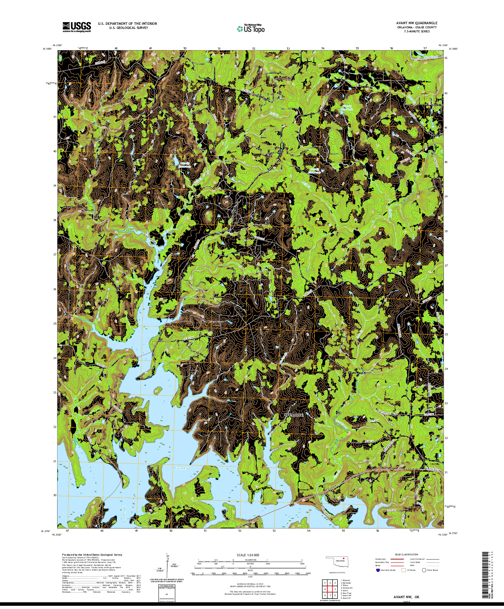 US TOPO 7.5-MINUTE MAP FOR AVANT NW, OK