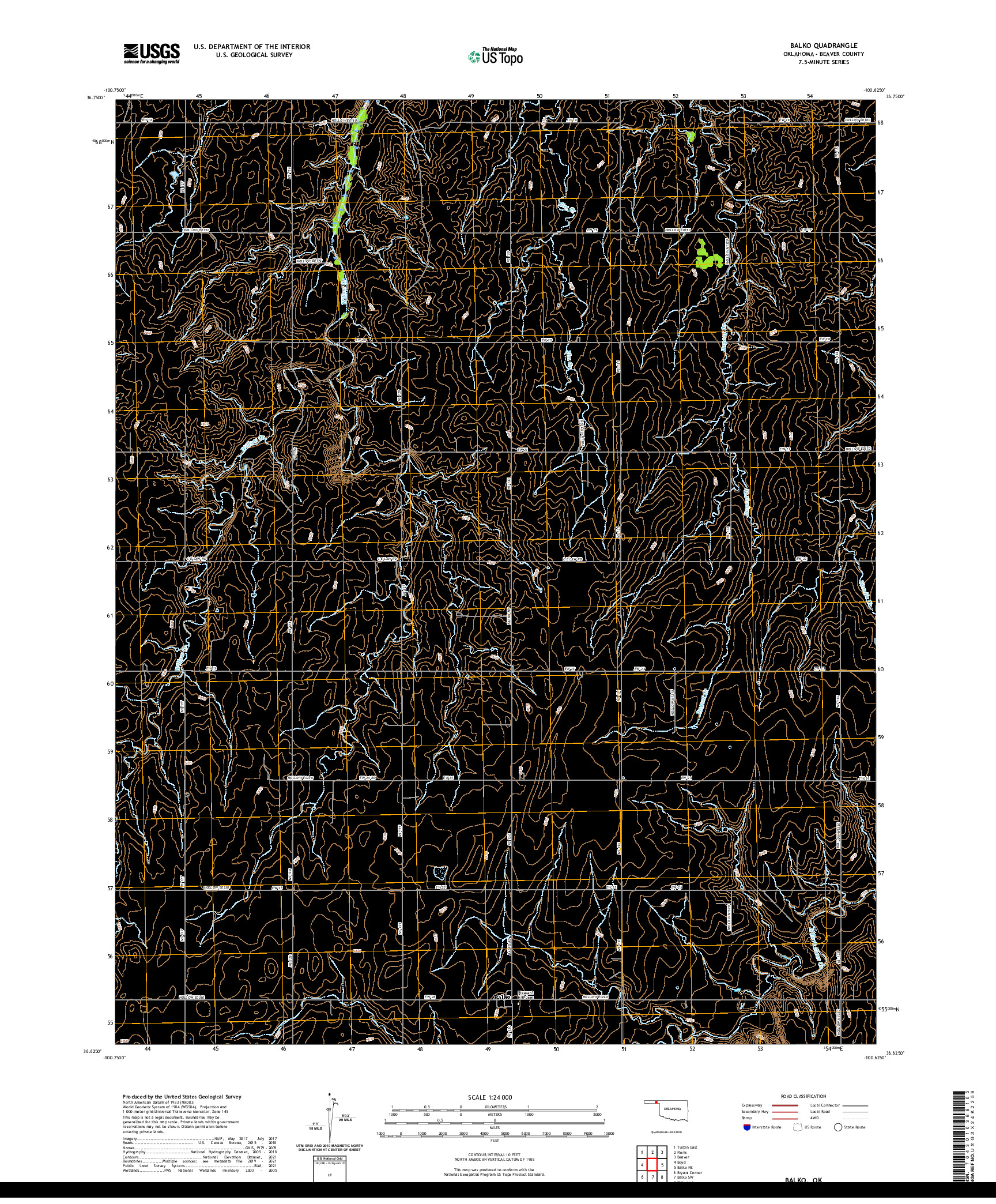 US TOPO 7.5-MINUTE MAP FOR BALKO, OK