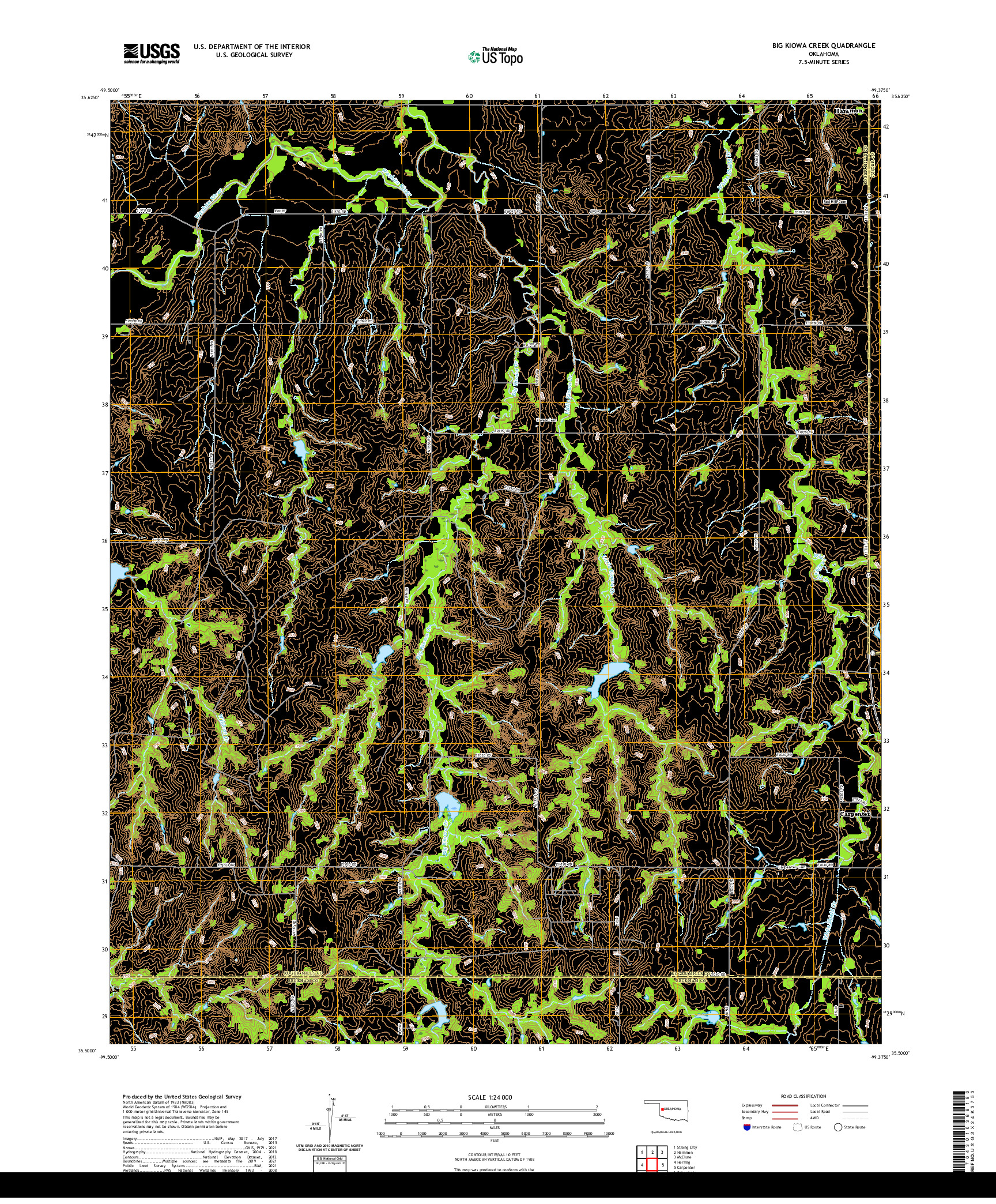 US TOPO 7.5-MINUTE MAP FOR BIG KIOWA CREEK, OK