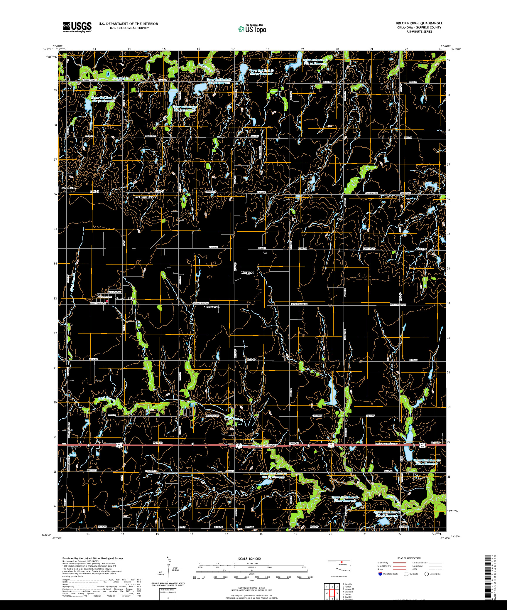 US TOPO 7.5-MINUTE MAP FOR BRECKINRIDGE, OK